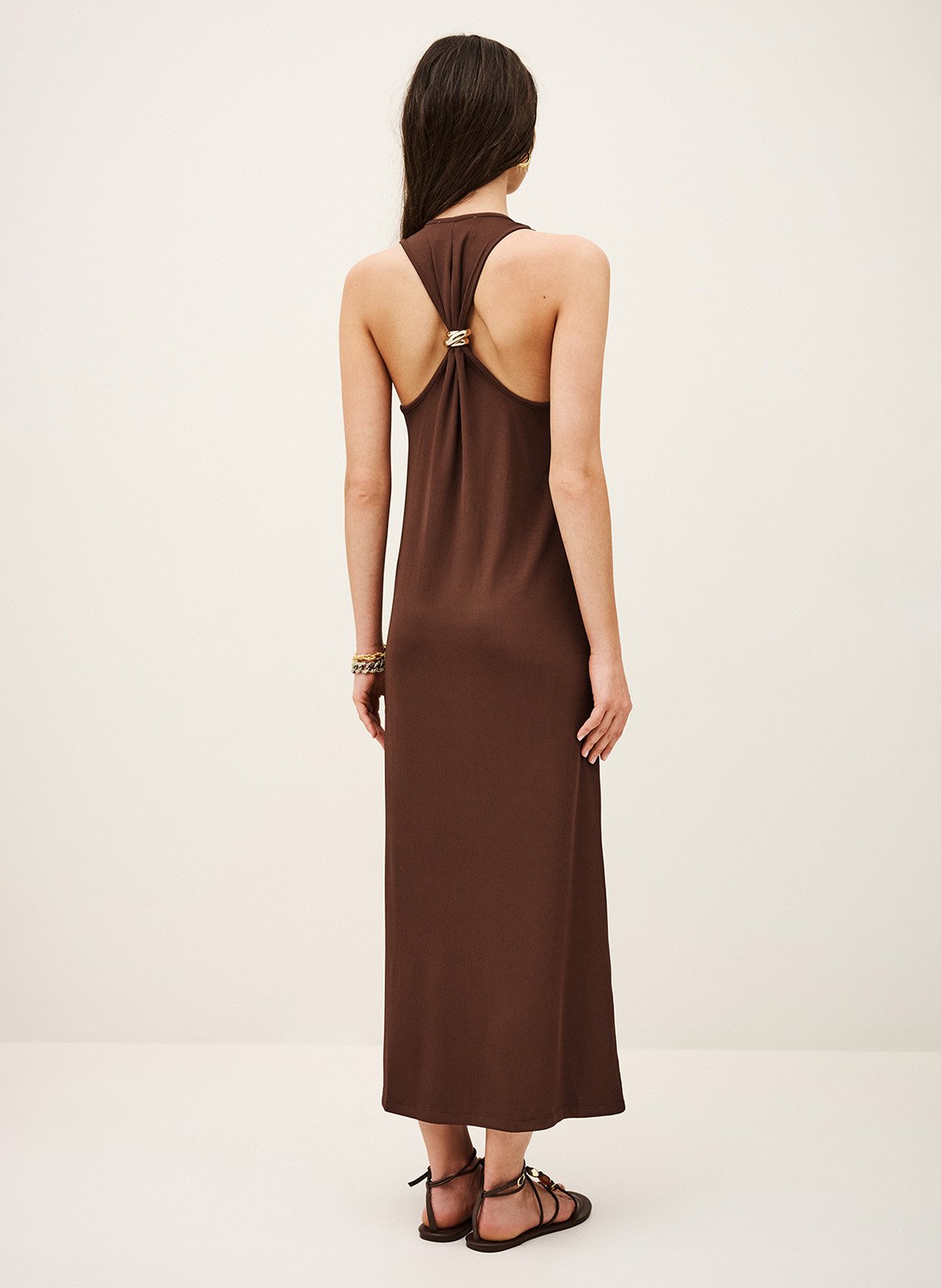 Robe longue encolure carré BA&SH Marron