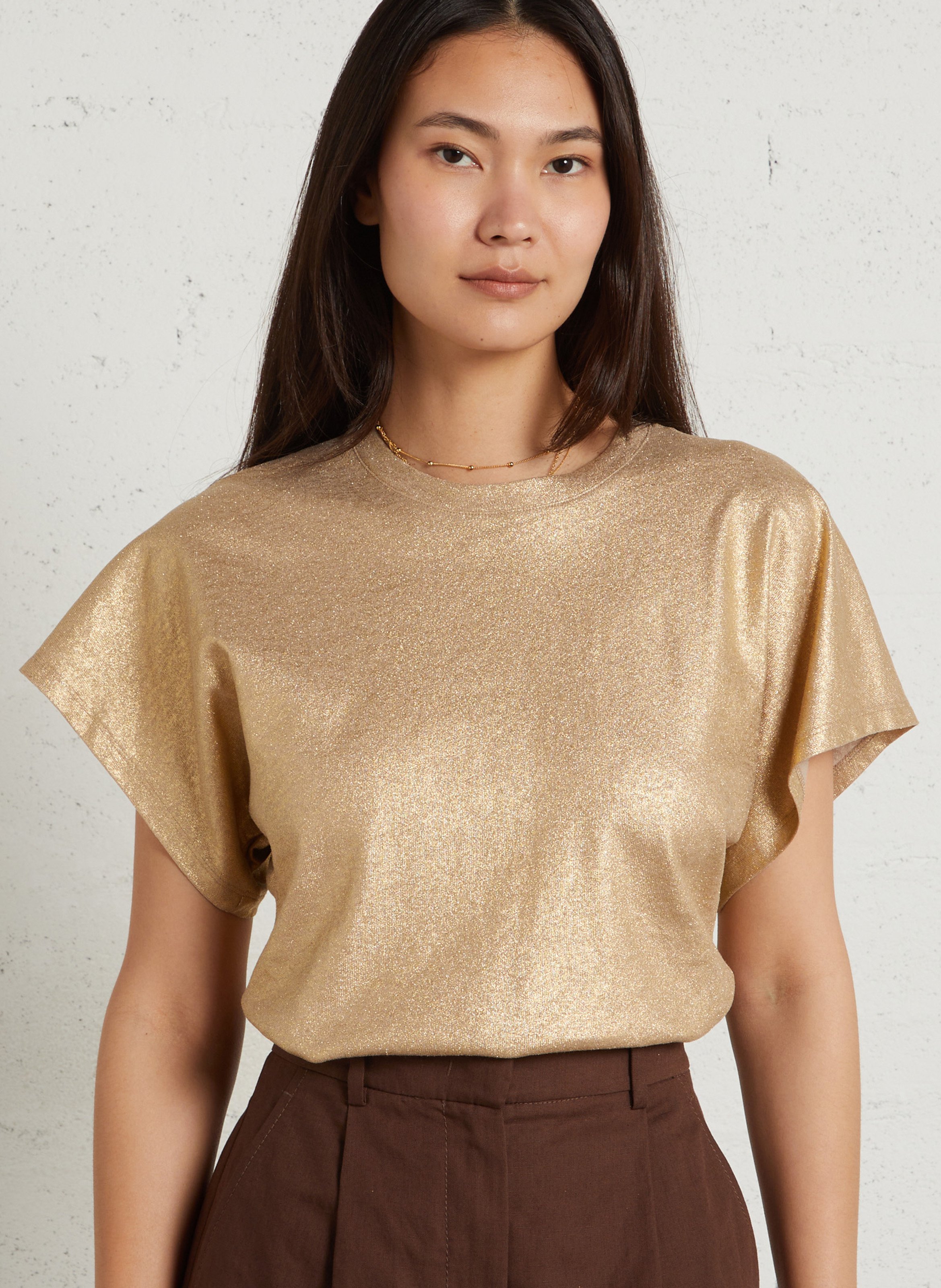 Fitted round neck T-shirt in cotton and linen MAJESTIC FILATURES