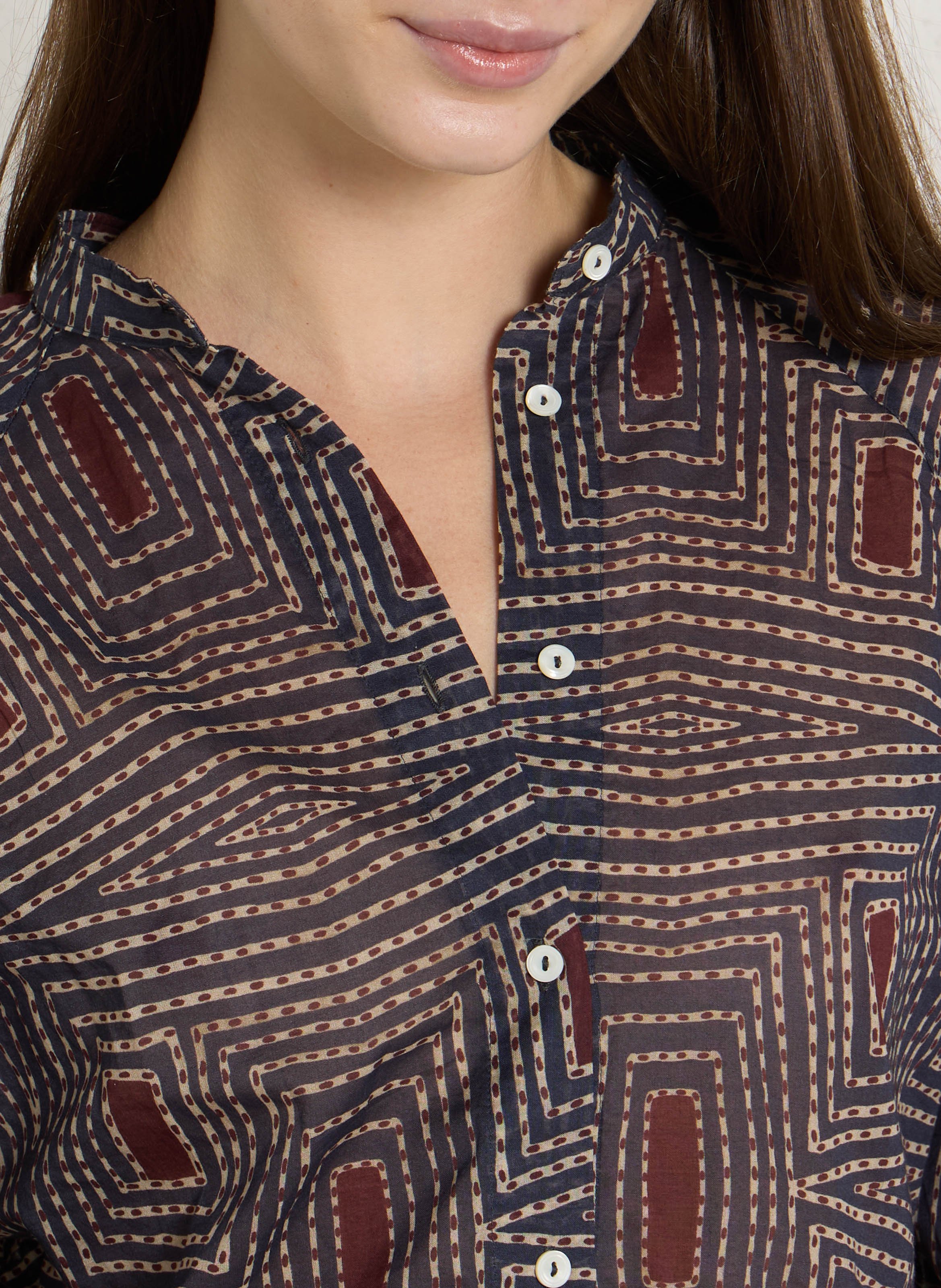 Chemise droite en coton Bleu