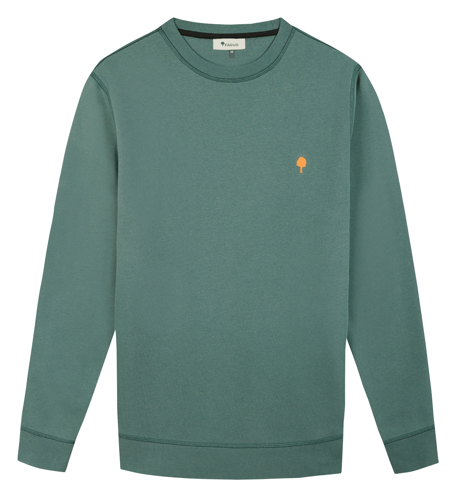 Rechte sweater met ronde hals | katoenblend | Groen FAGUO Heren