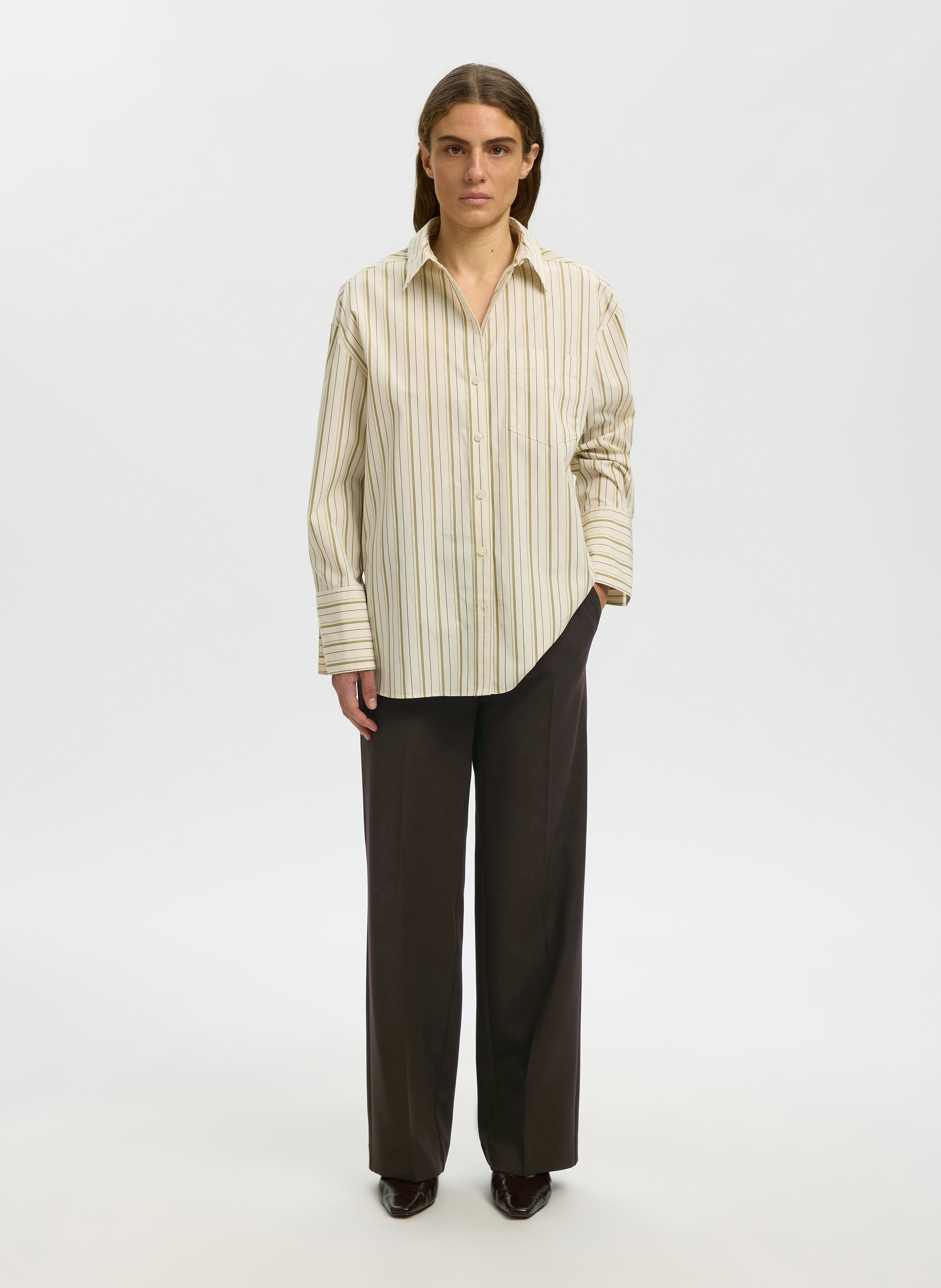 Bundfaltenhose SELECTED Braun