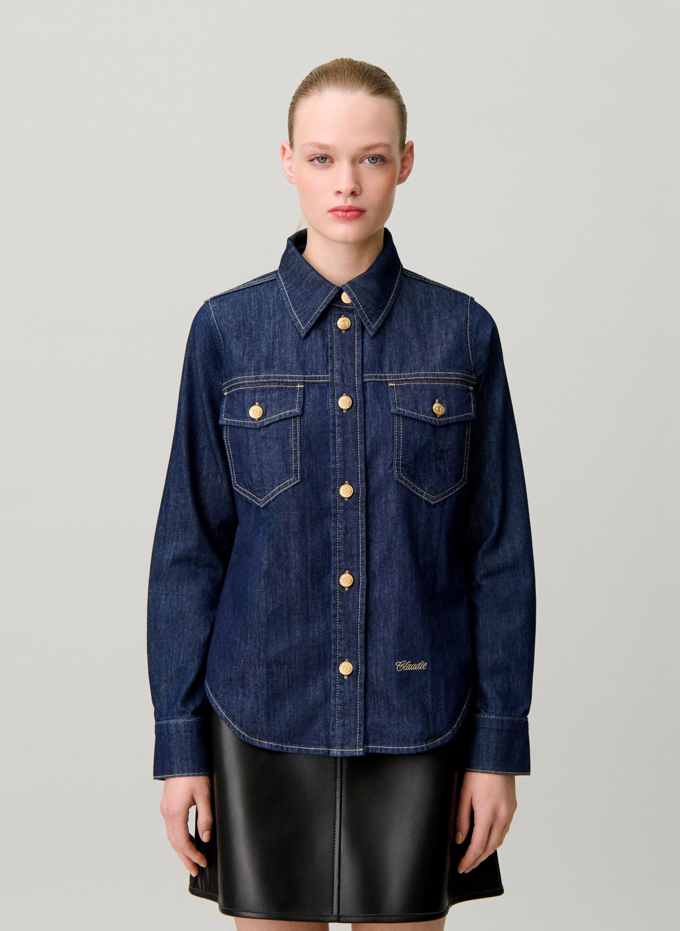 Chemise droite en coton CLAUDIE PIERLOT Bleu