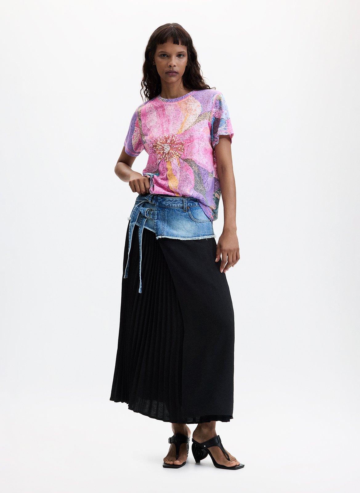 T-shirt droit en coton mélangé DESIGUAL Rouge