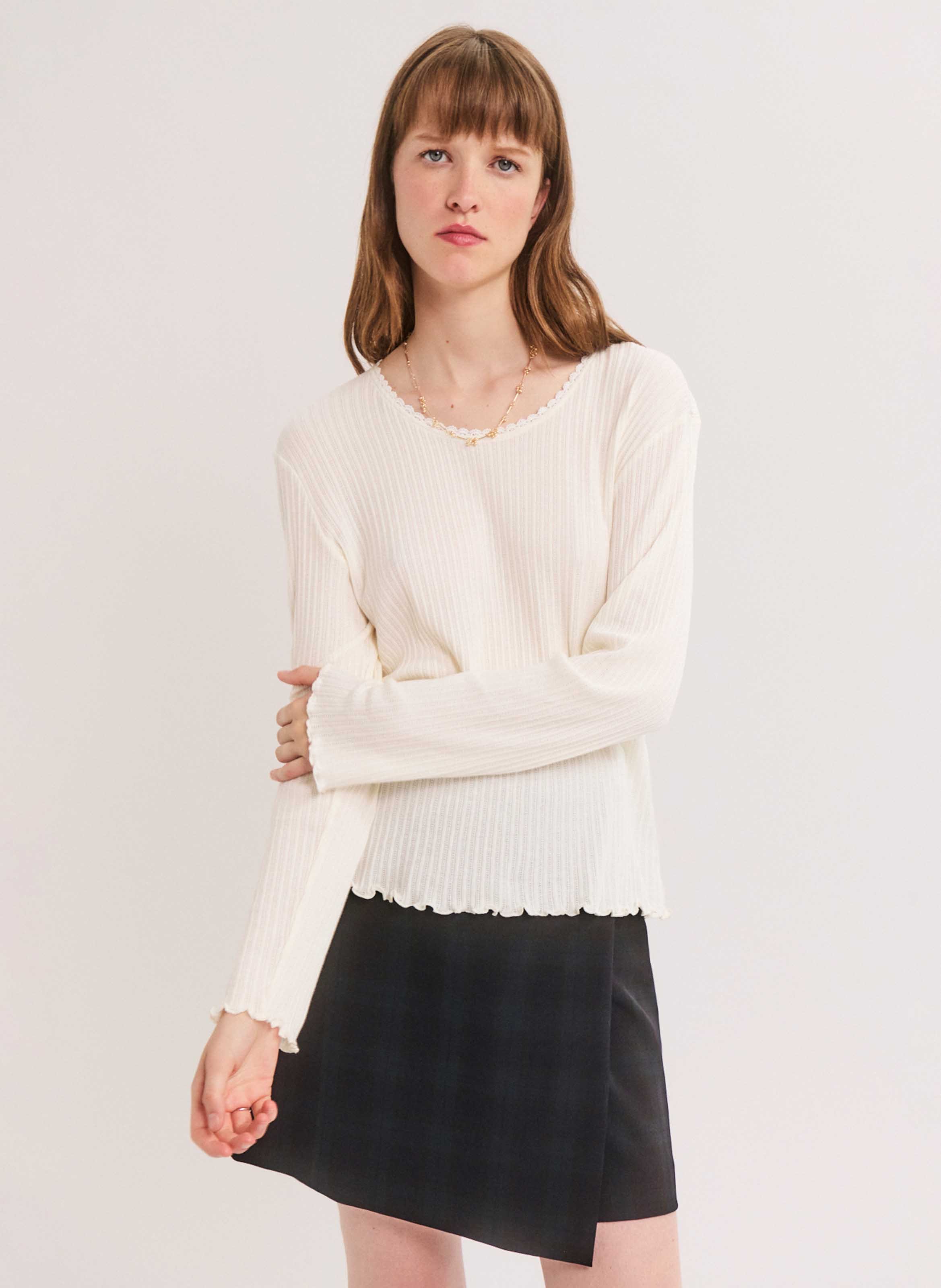 T-shirt met ronde hals - katoenblend PABLO Beige