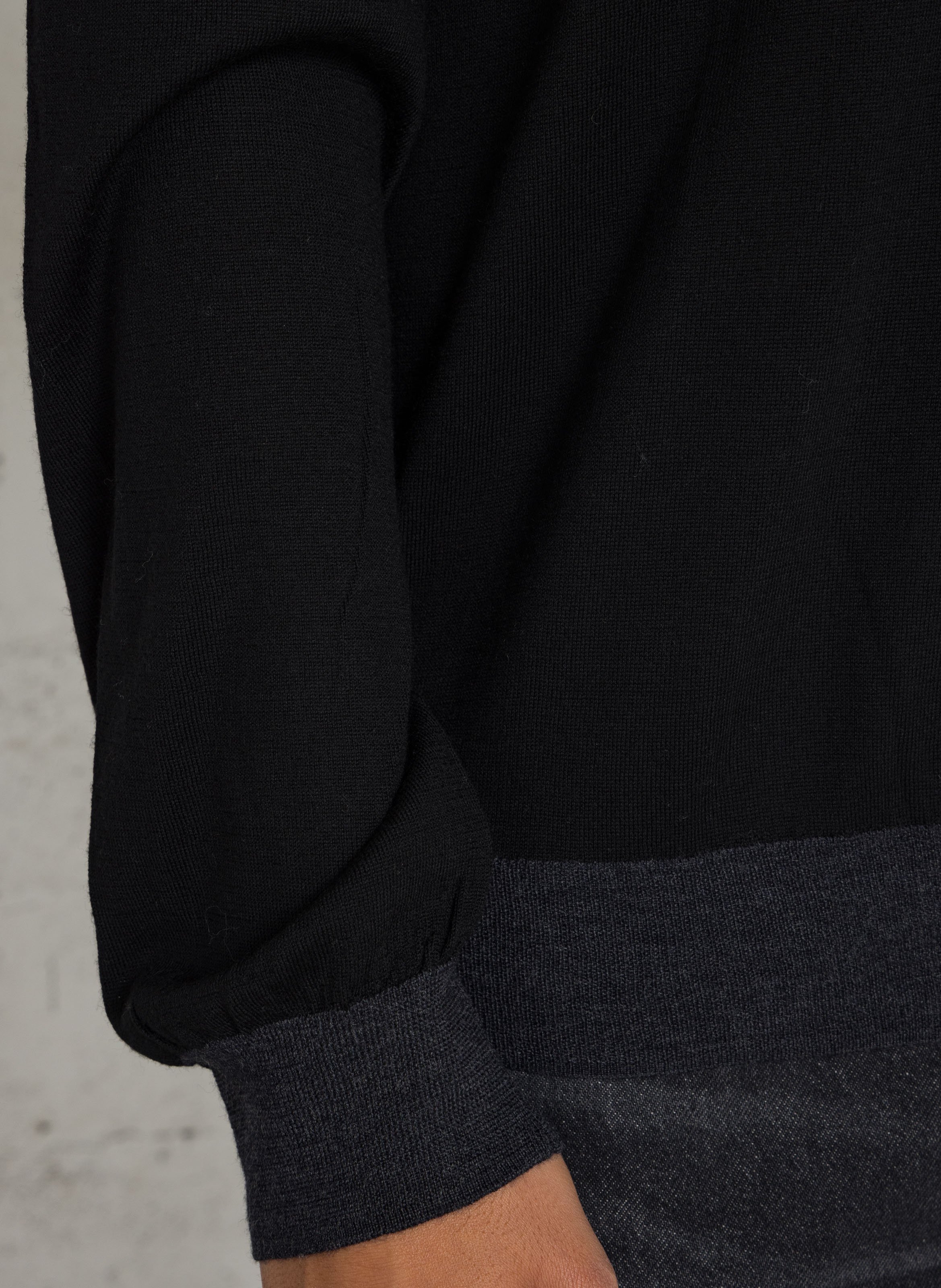 Polo manches longues en laine MAJESTIC FILATURES Noir