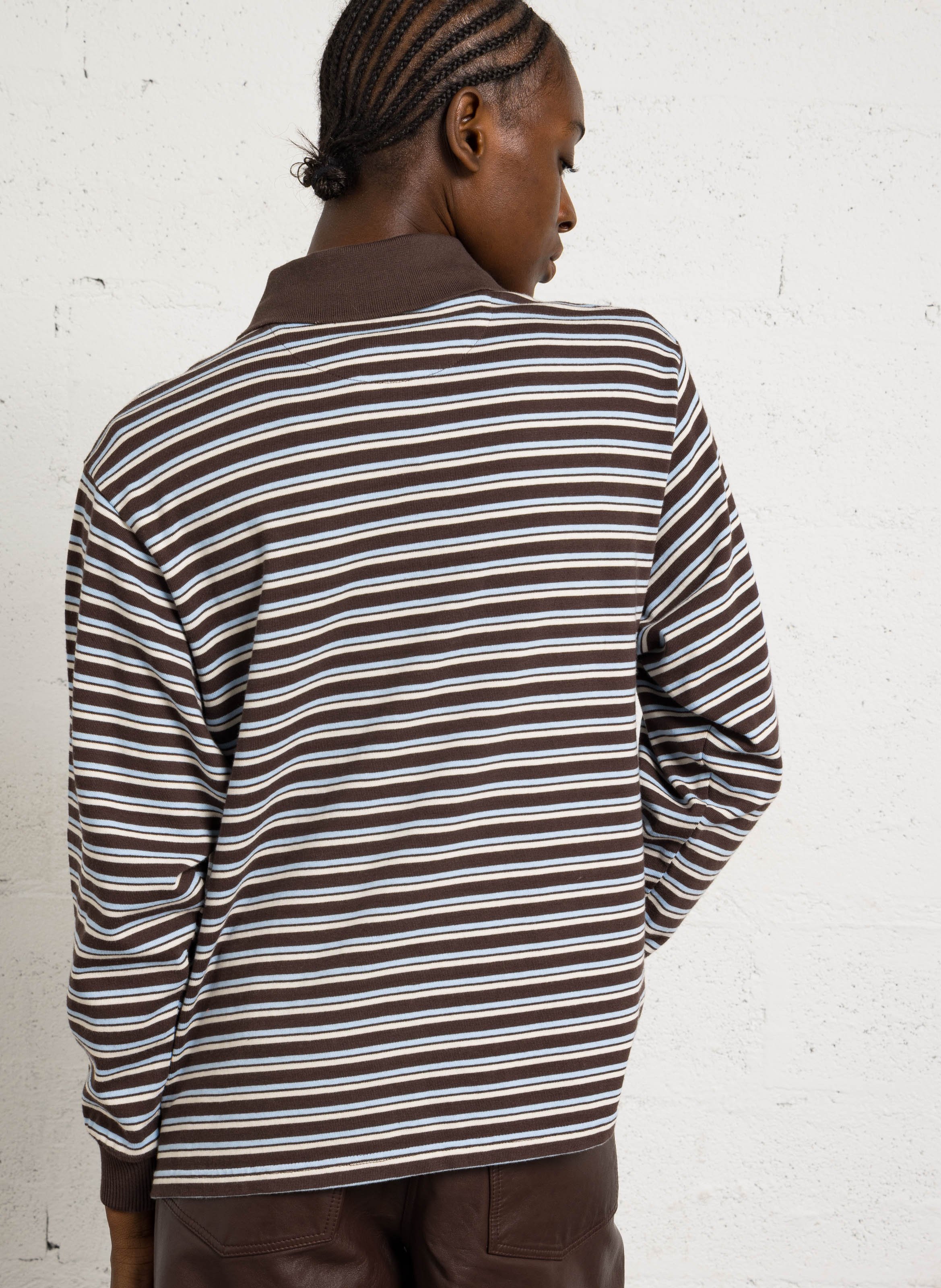 Striped straight organic cotton polo. DAMSON MADDER Multicolored