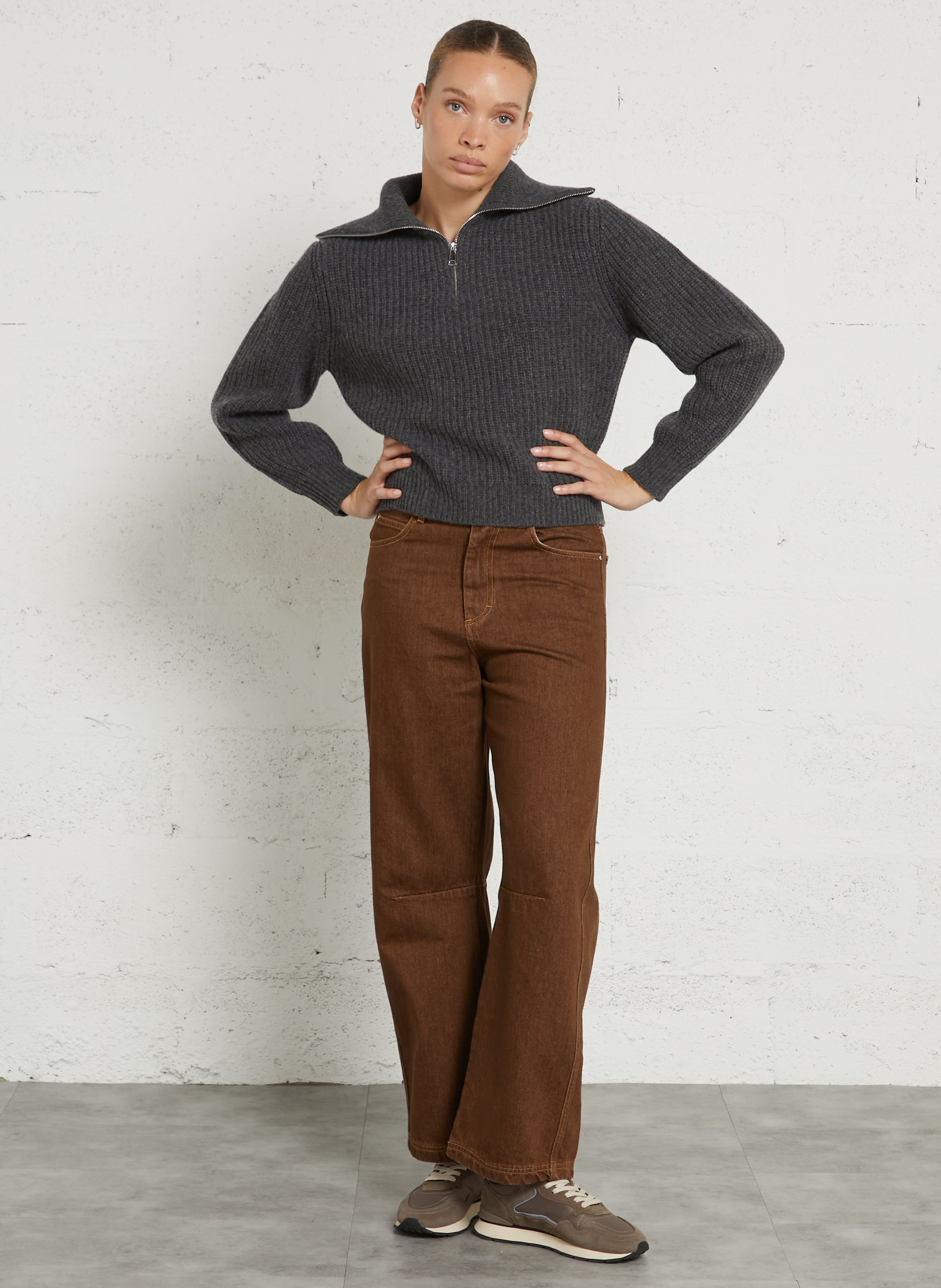 Pull droite col polo en laine MAX MARA WEEK END Noir