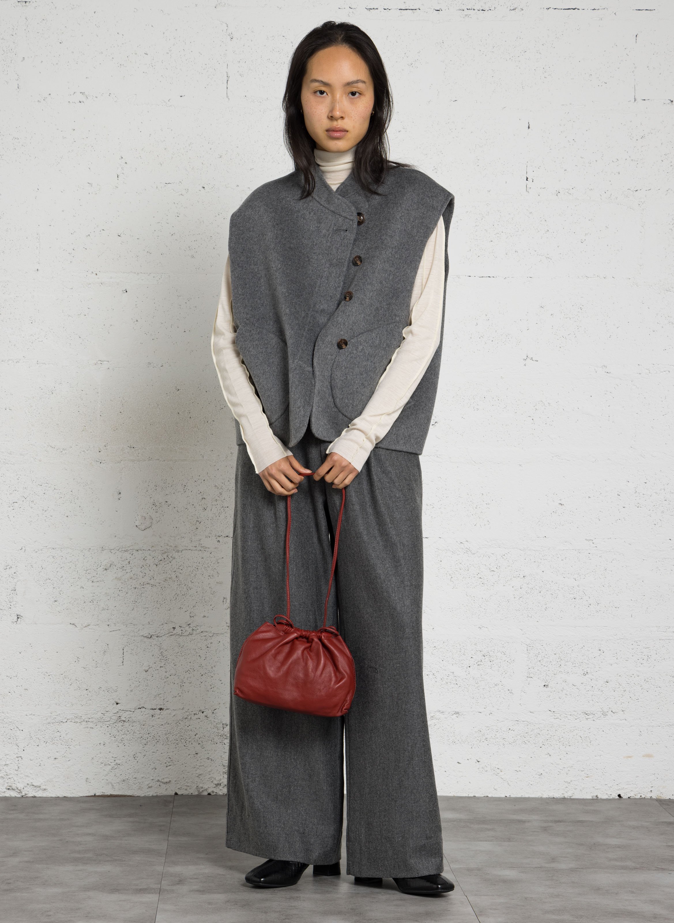 Sac bandoulière en cuir  SOEUR Rouge