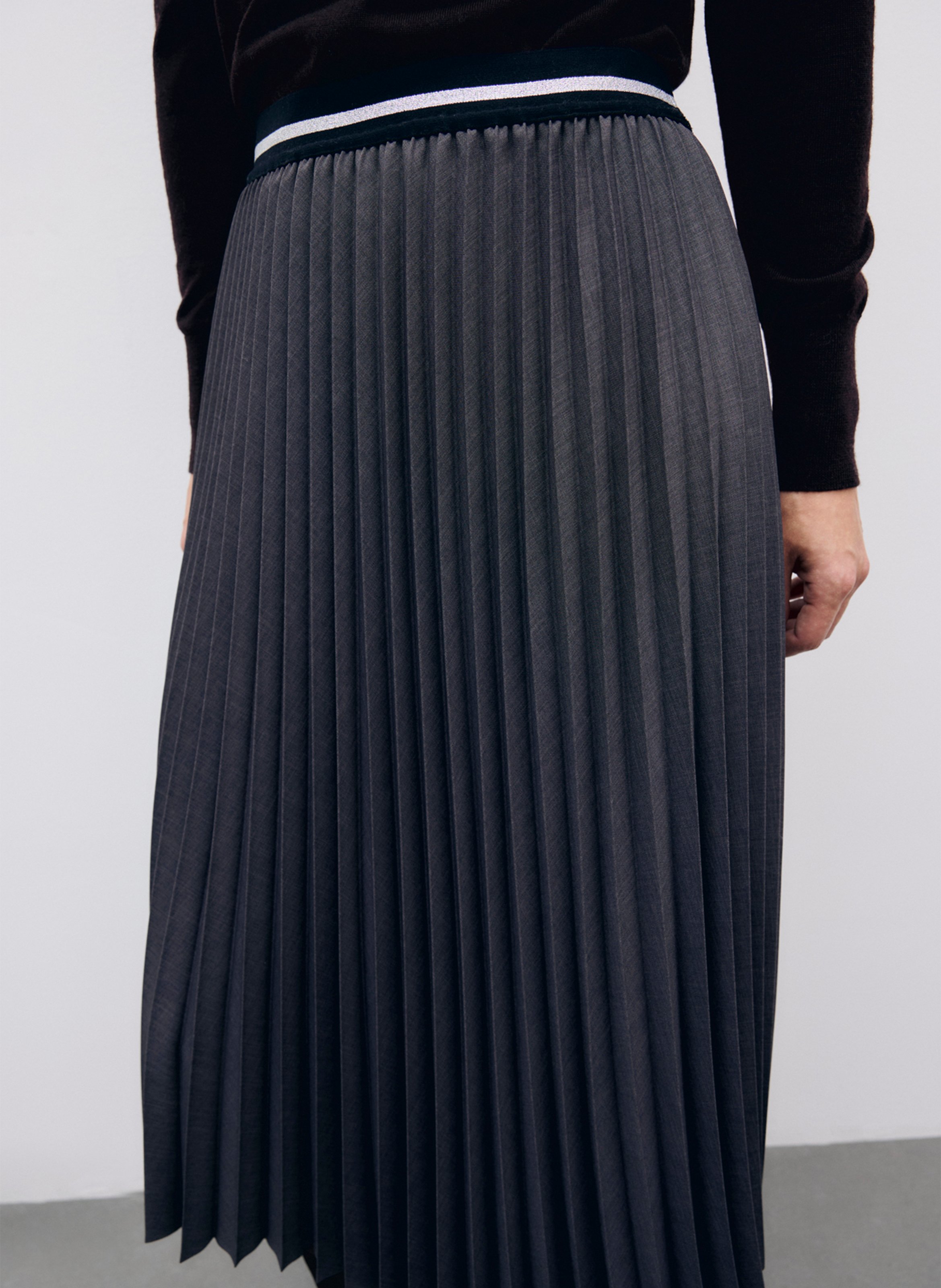 Jupe midi plissée GERARD DAREL Gris