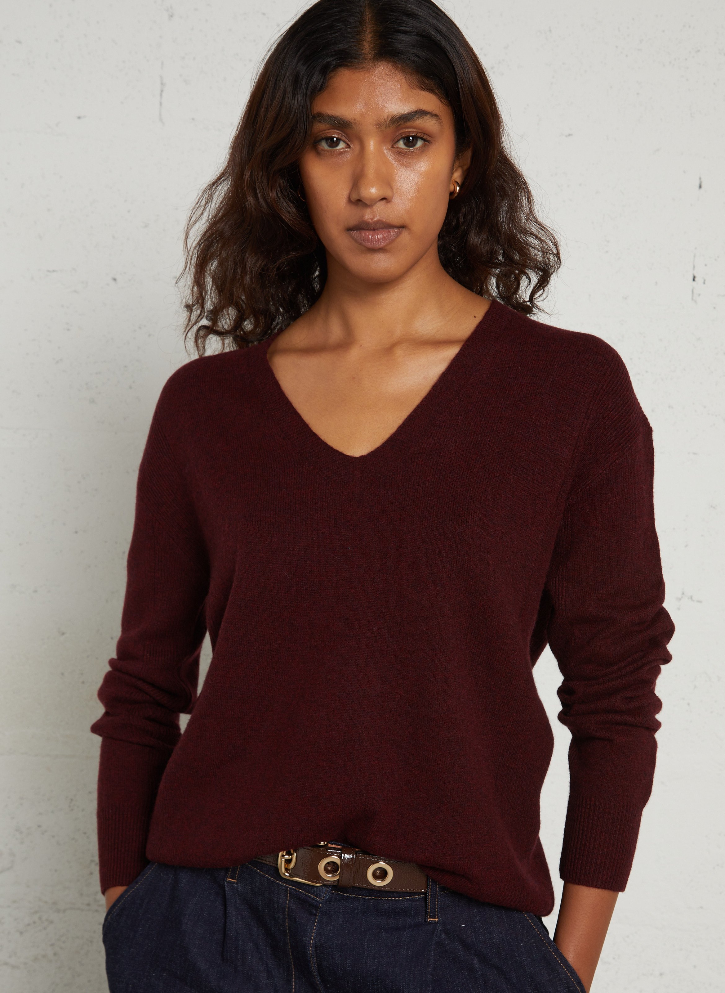 Pull droit col v en laine MAISON 123