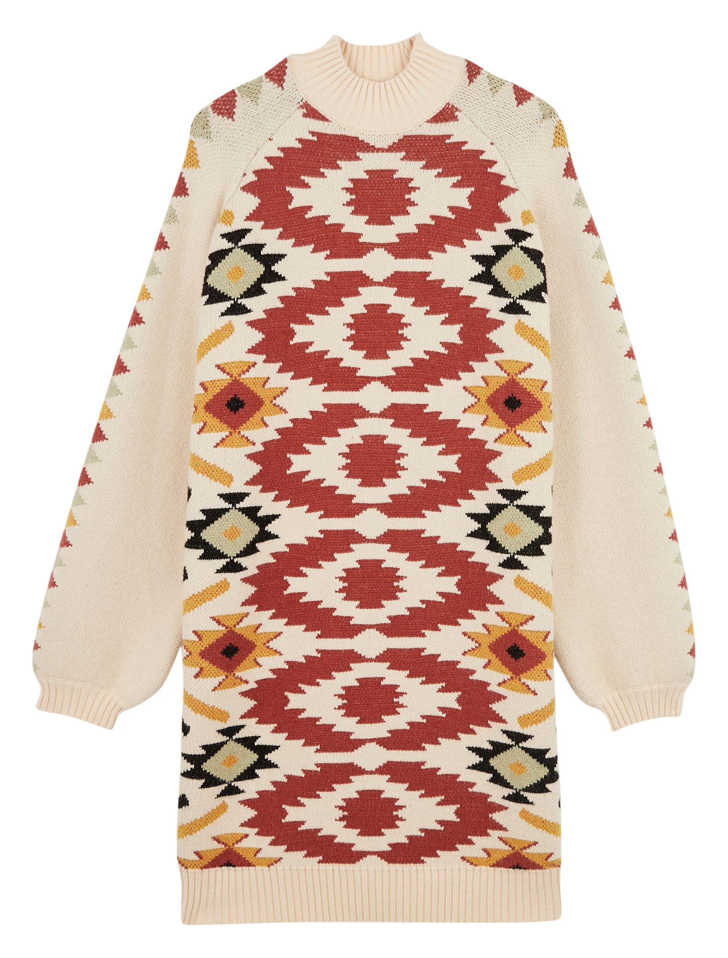 Jacquard funnel-neck jumper dress WILD Beige