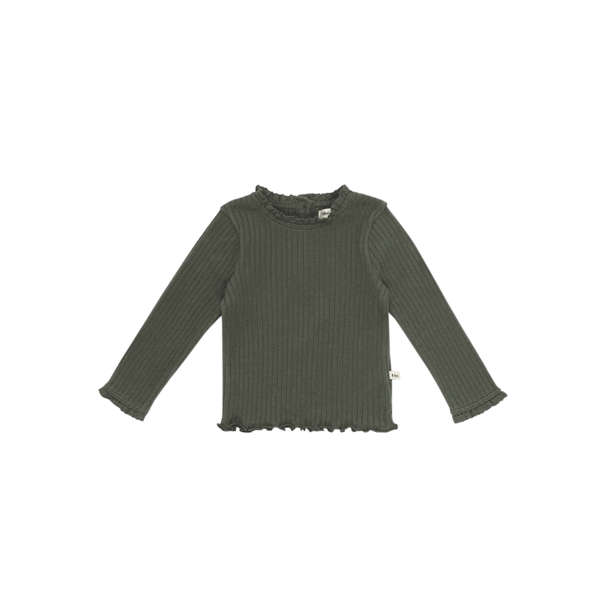 Tee-shirt col montant côtelé en coton THE NEW SOCIETY Vert