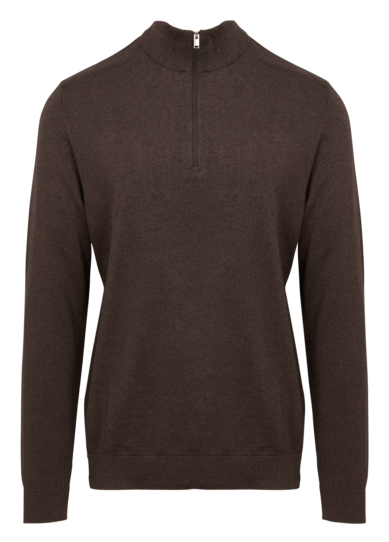 Regular fit katoenen trui met opstaande kraag en rits SELECTED Bruin