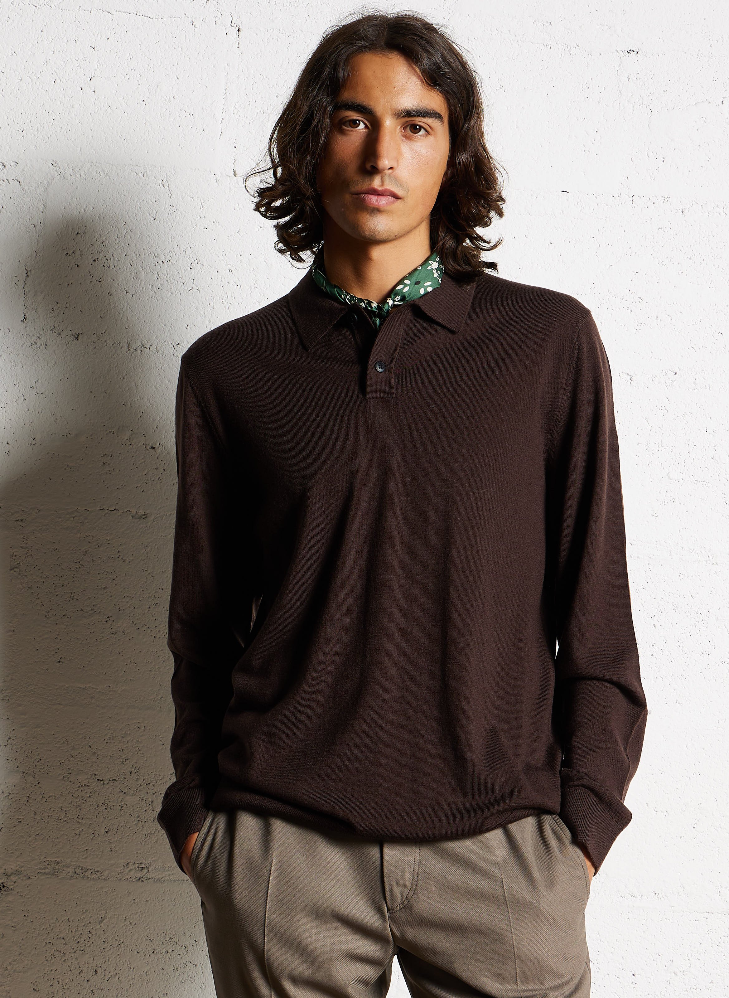 Gerader Pullover mit Polokragen aus Merinowolle SELECTED Braun