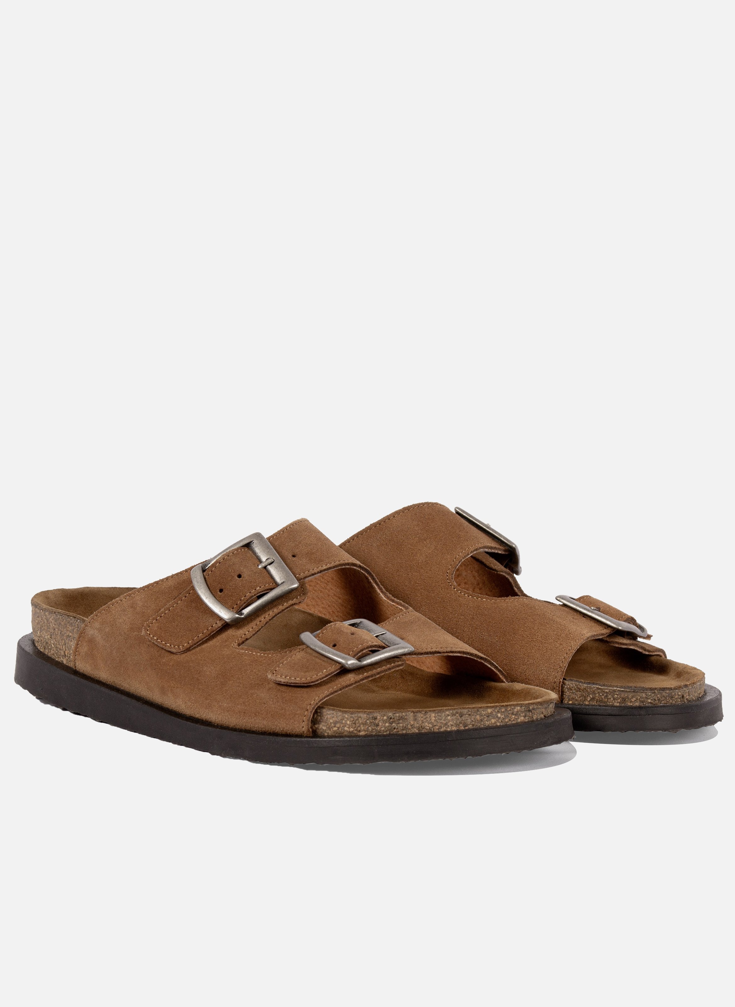 Cork leather suede mules JULES & JENN Brown