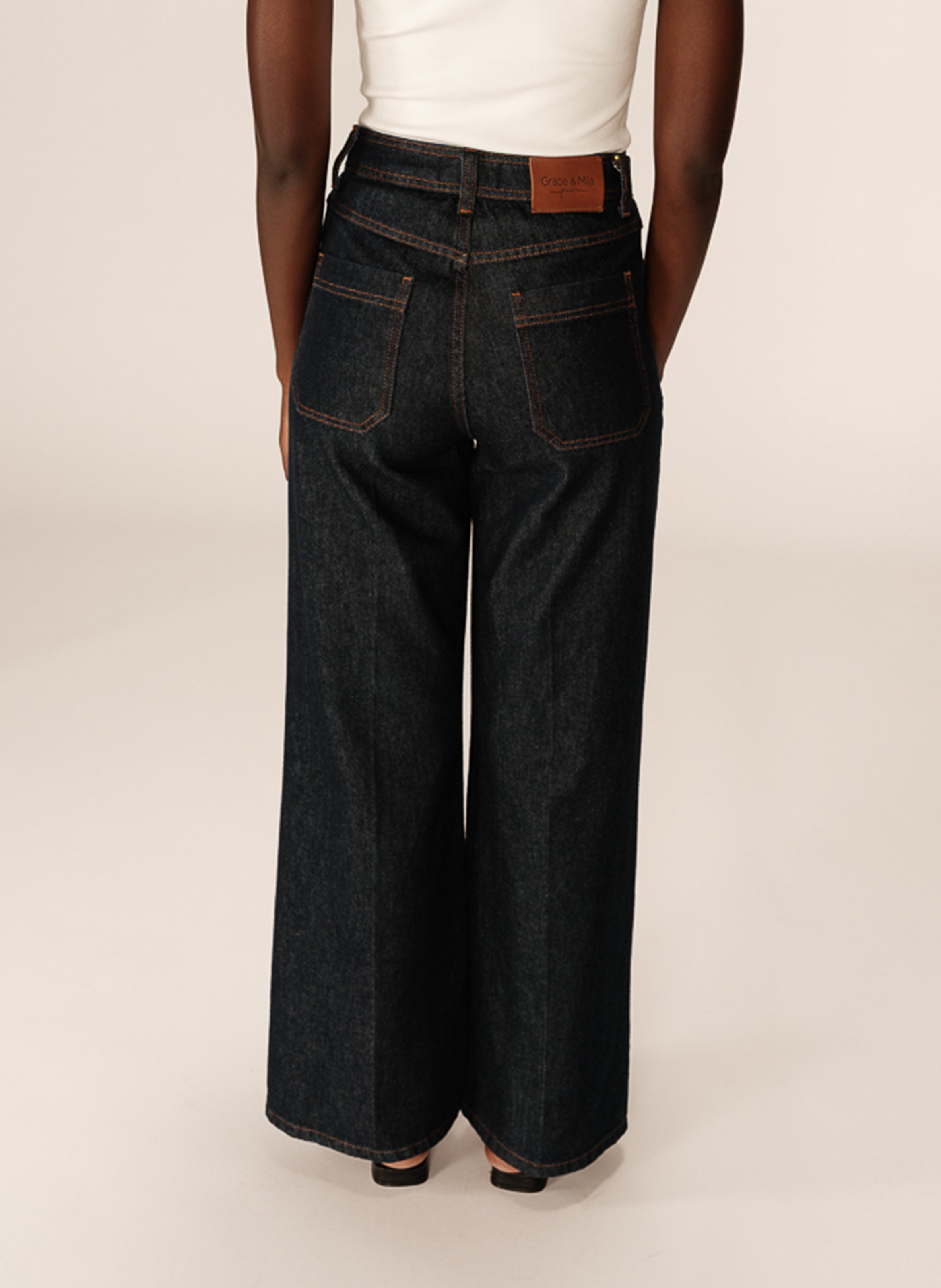 Straight leg wide leg jeans GRACE ET MILA Blue