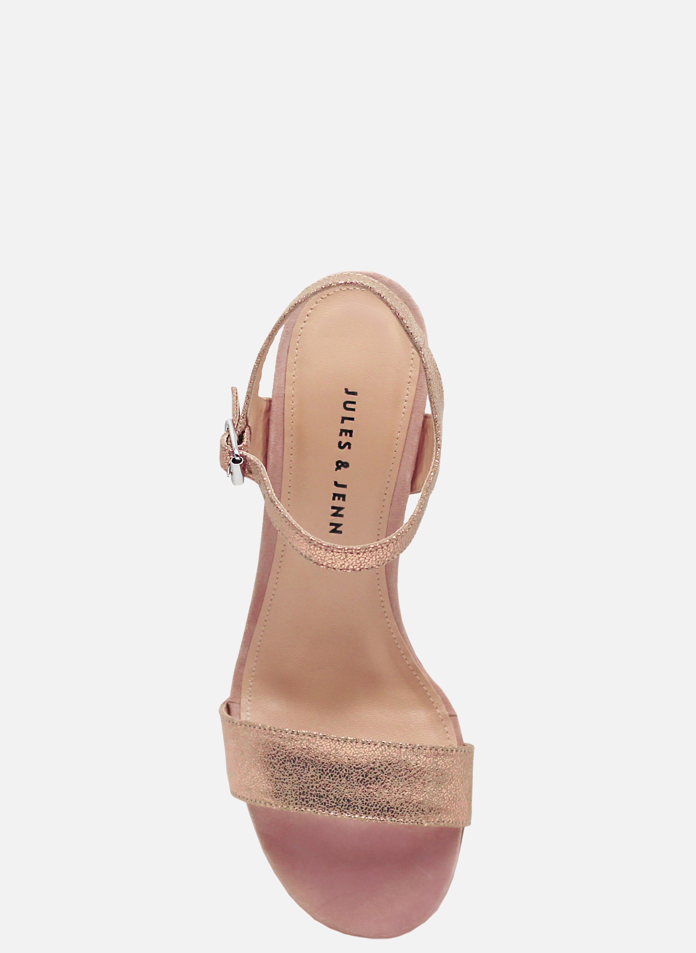 Heeled metallic leather sandals JULES & JENN Pink