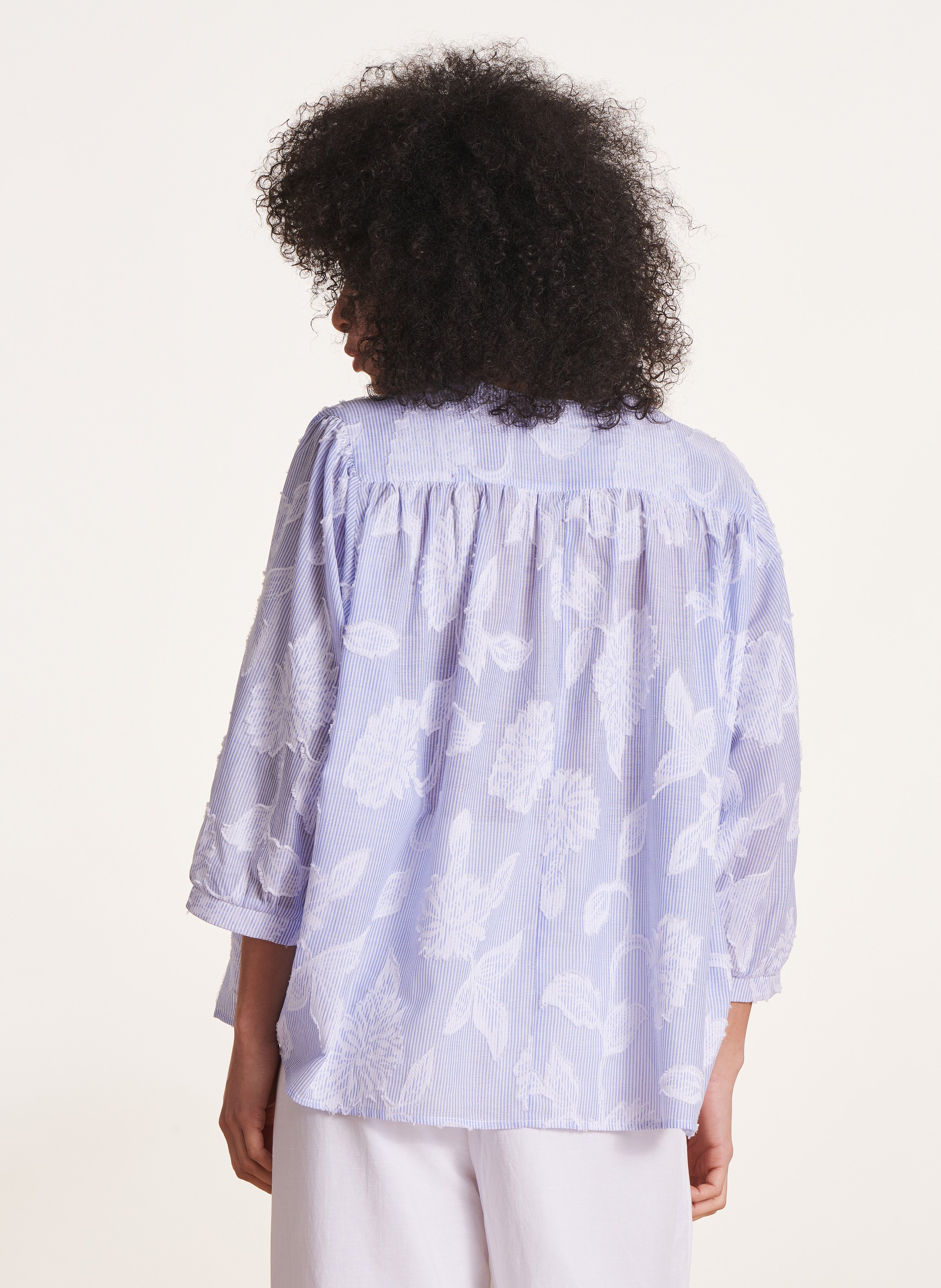 Floral print Mao collar blouse LA FEE MARABOUTEE Blue