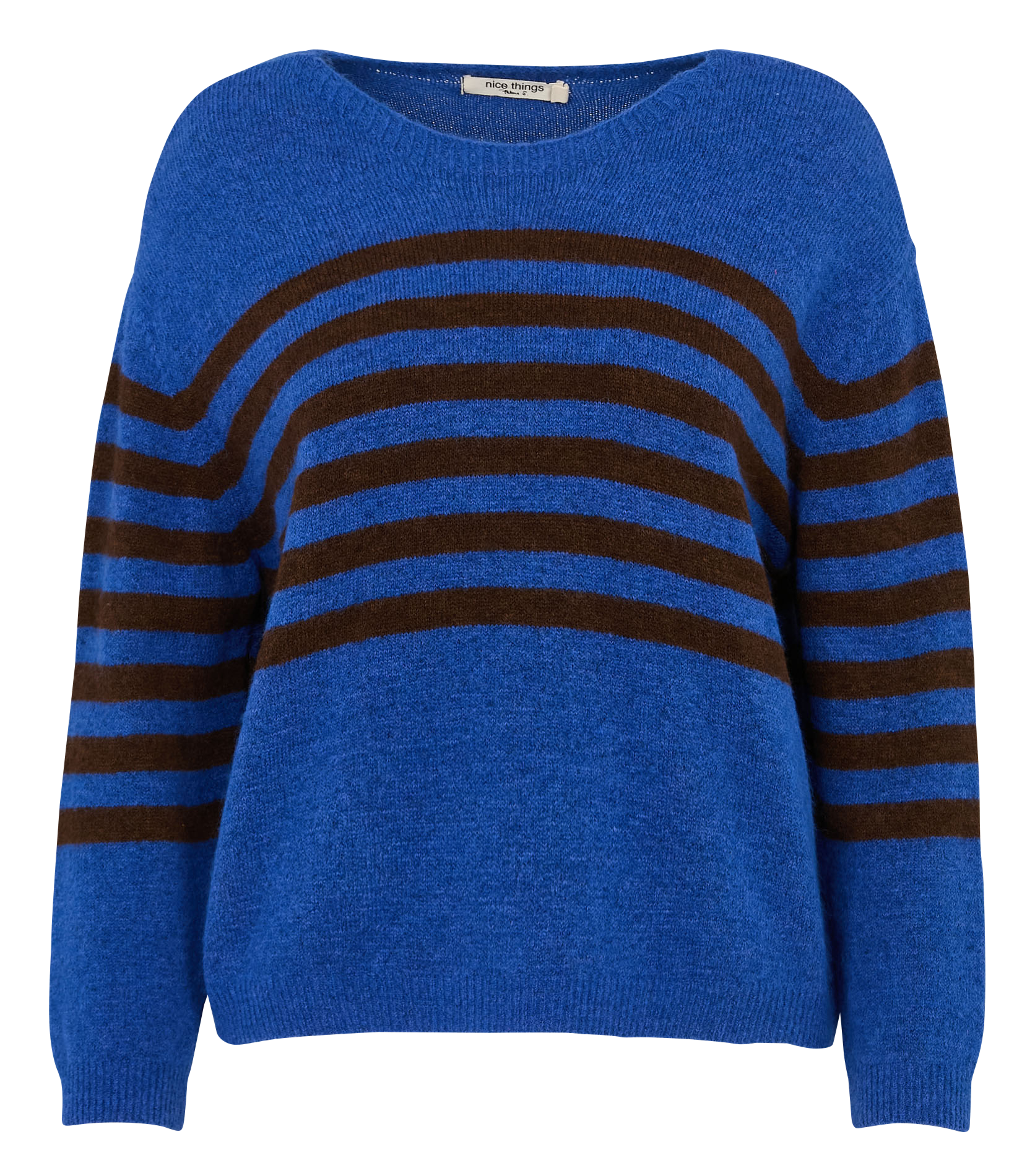 Pull ample col bateau à rayures NICE THINGS Bleu