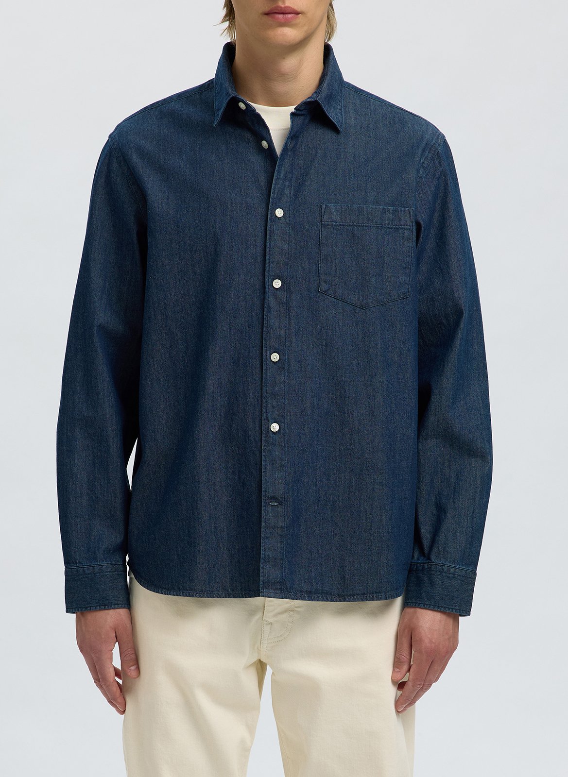 Chemise droite en coton bio SELECTED Bleu