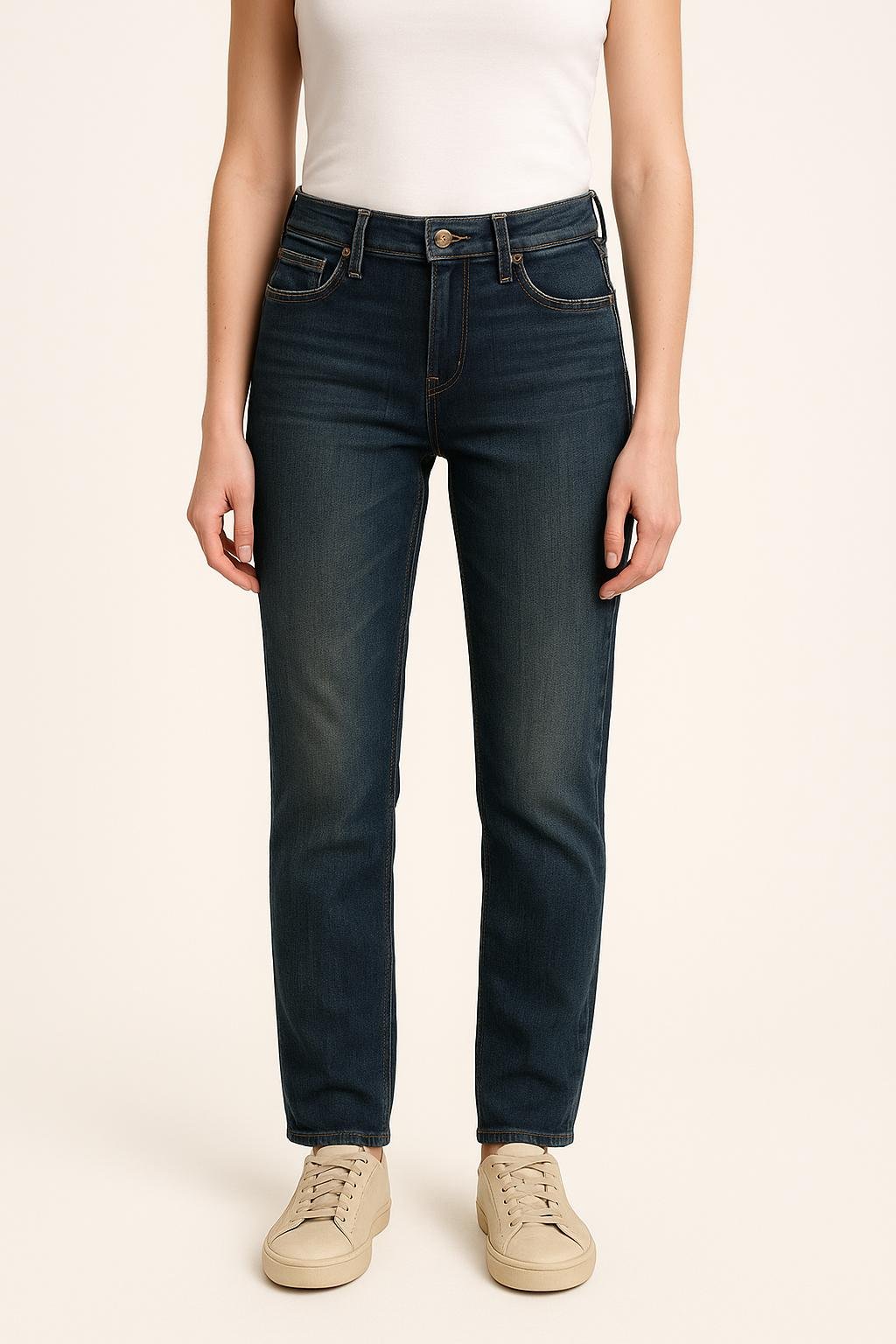 Cropped slim jeans with studs LEE - Seconde Main Blue
