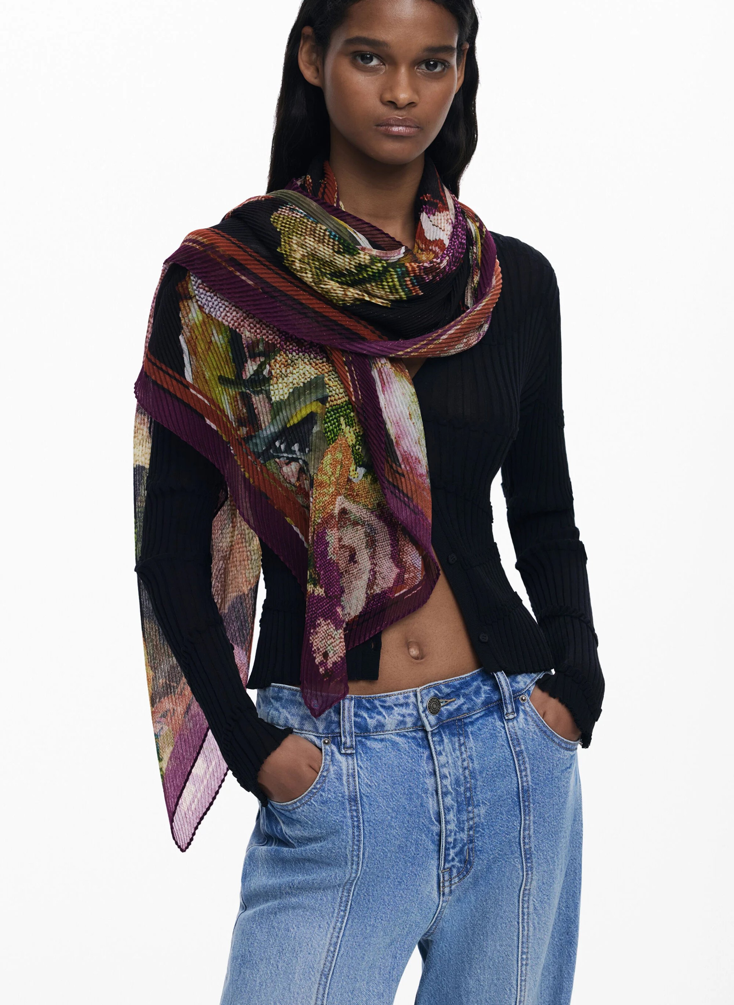 Foulard plissé imprimé DESIGUAL Rouge