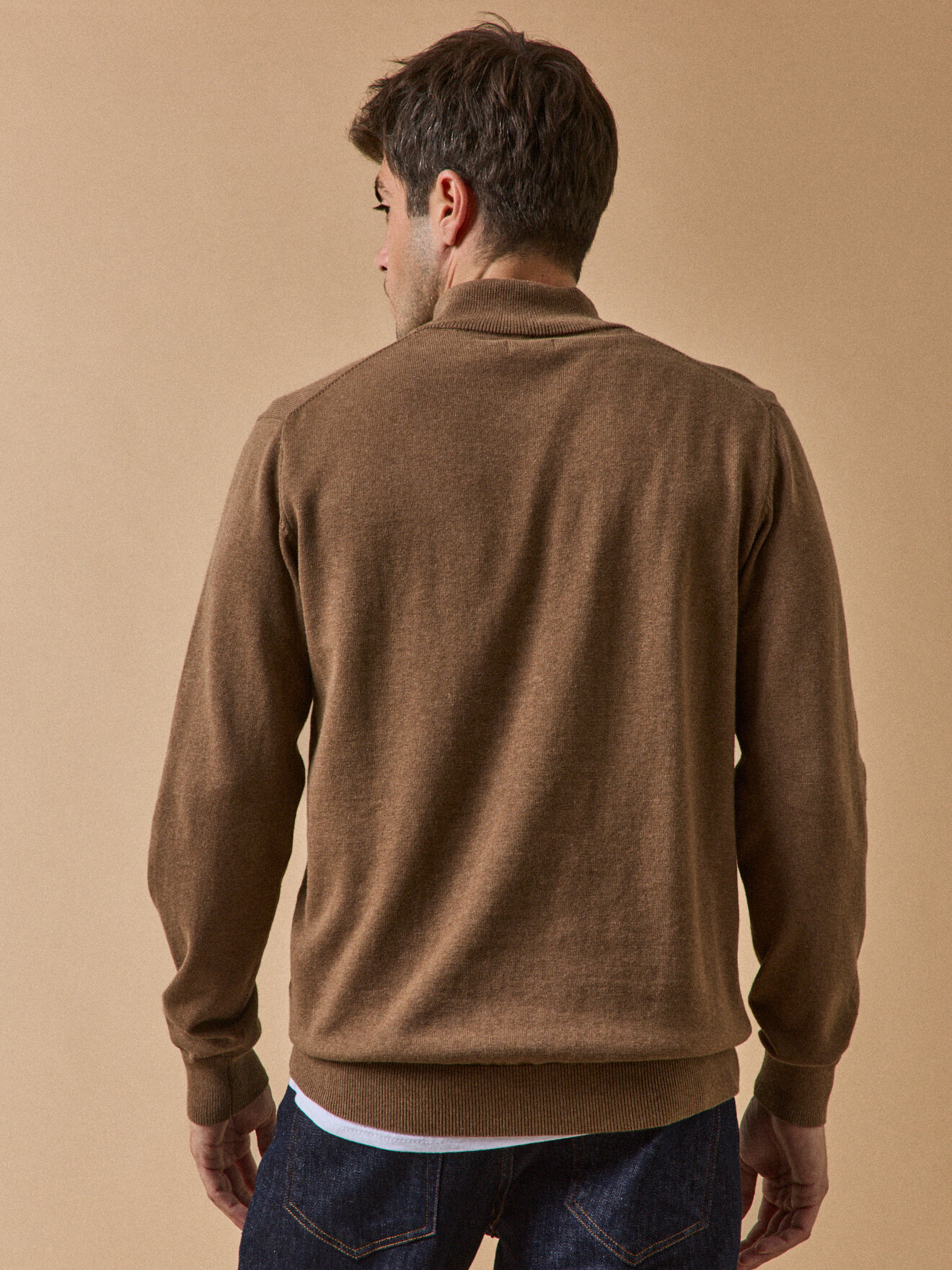 Organic cotton and cashmere high-neck sweater CYRILLUS Brown