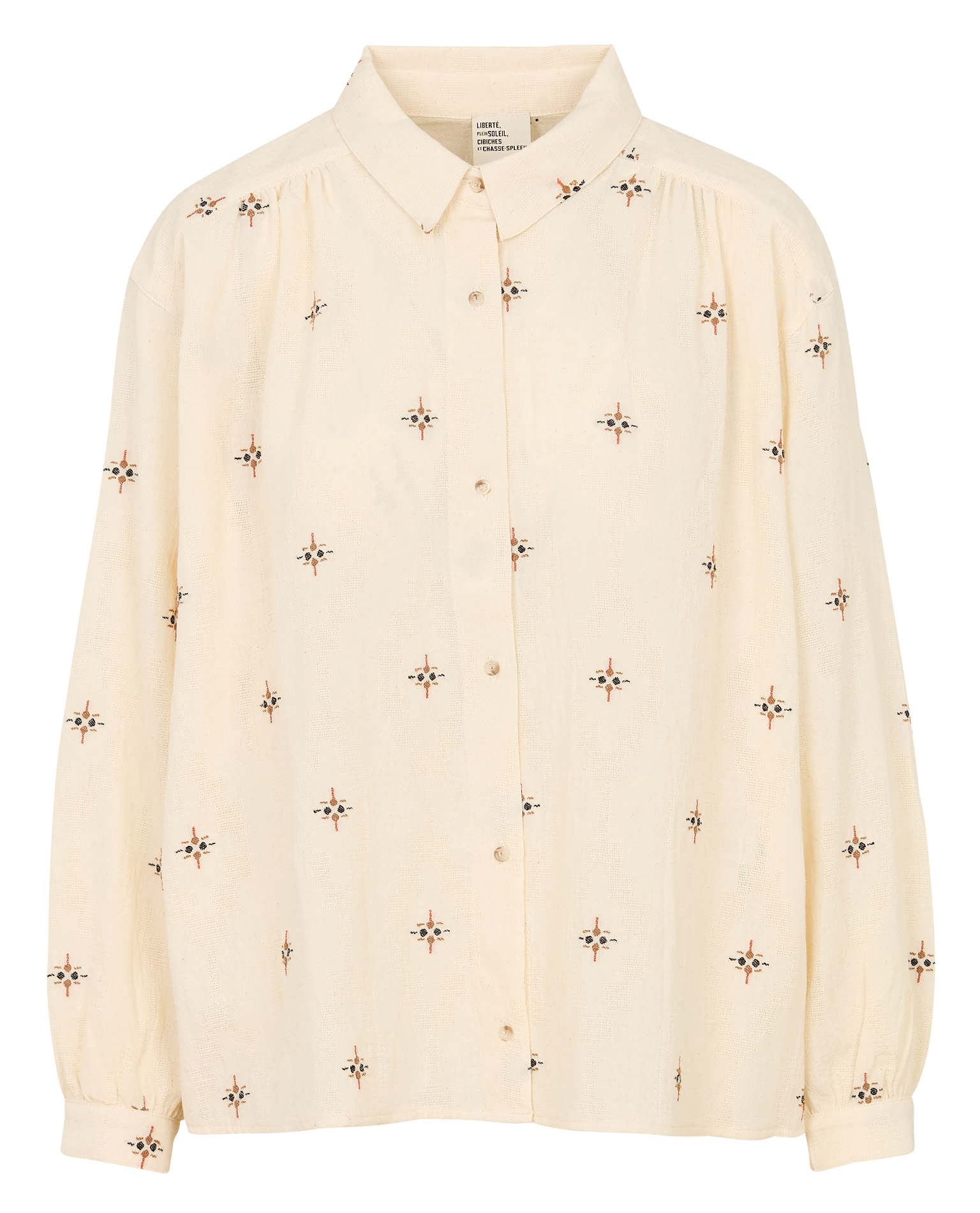 Chemise oversize en coton brodé SACRECOEUR Beige