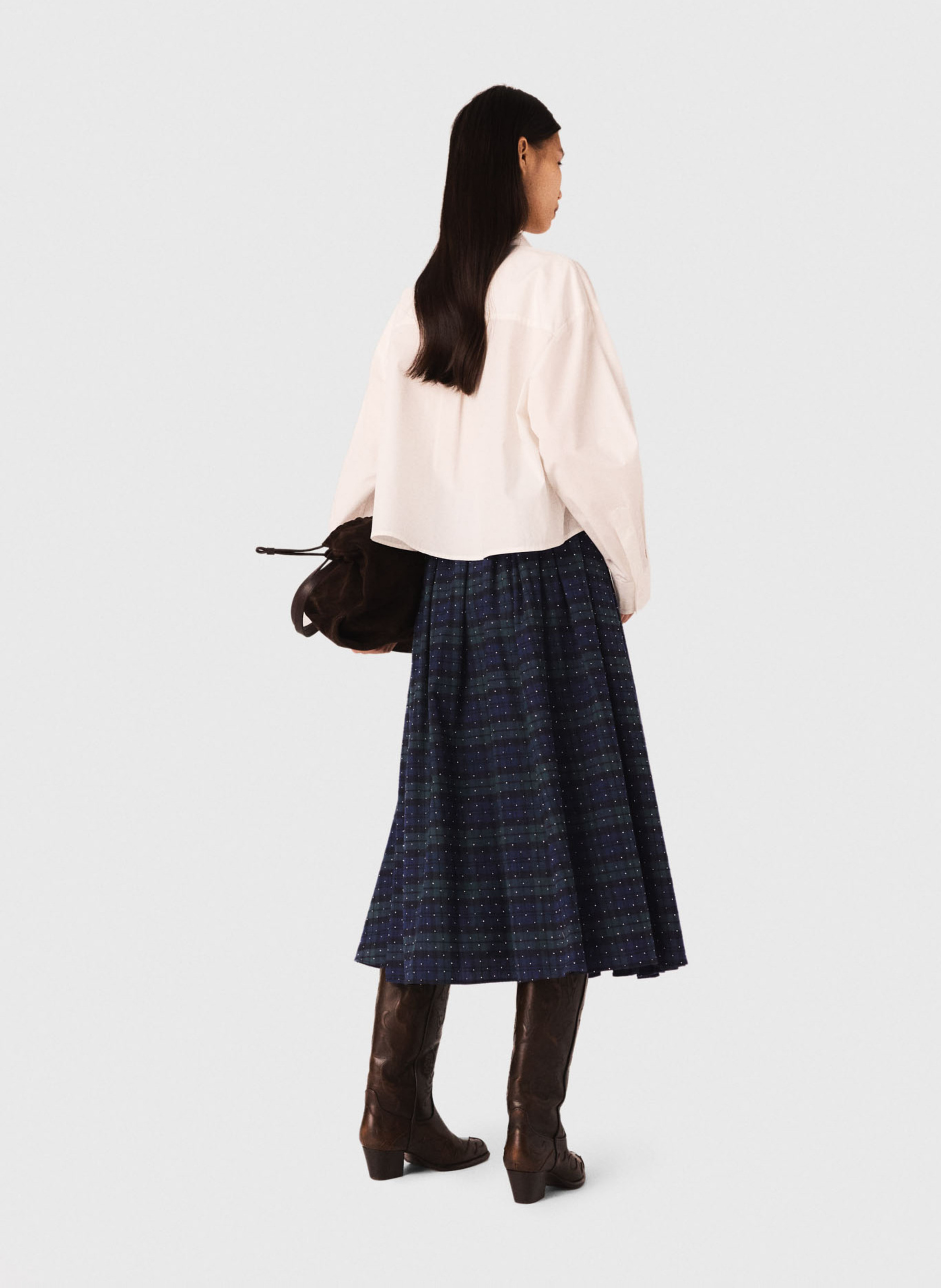 Halflange, katoenen rok MAJE Blauw