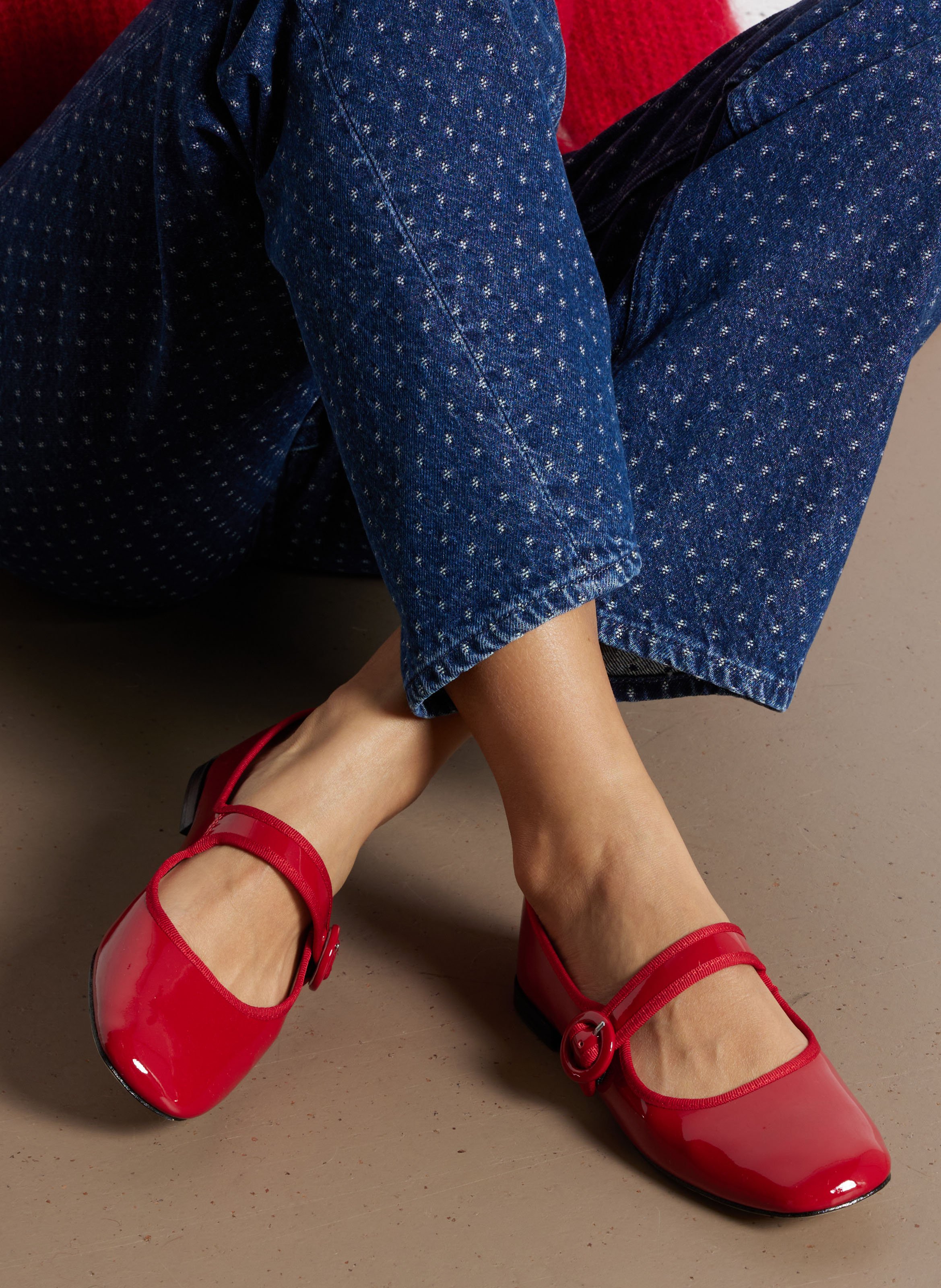 Babies en cuir vernis Rouge