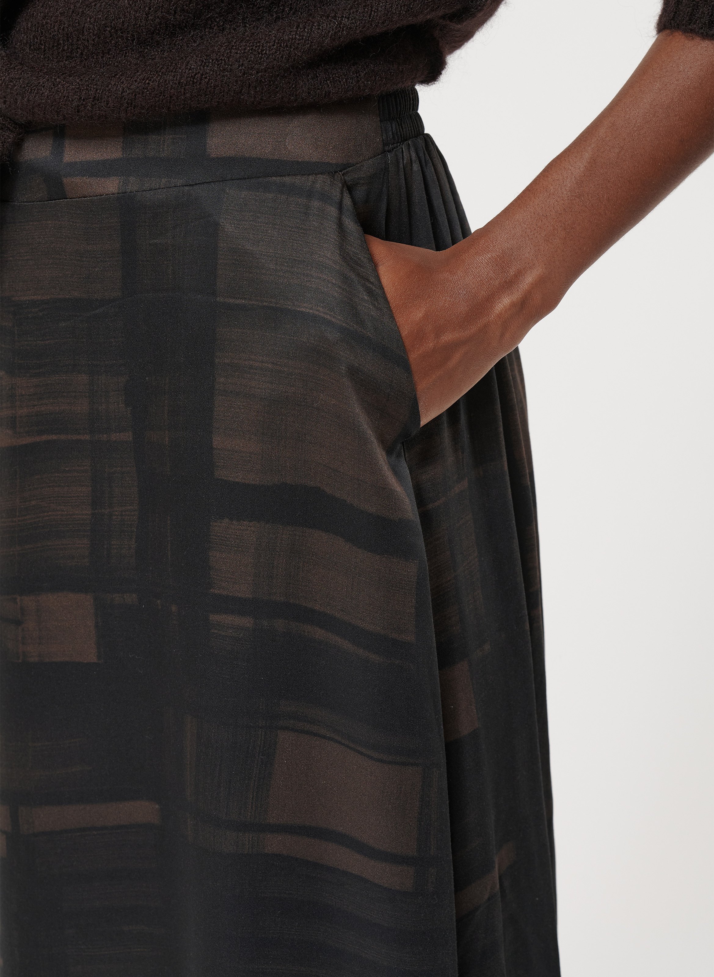 Jupe midi imprimée HUMILITY Marron