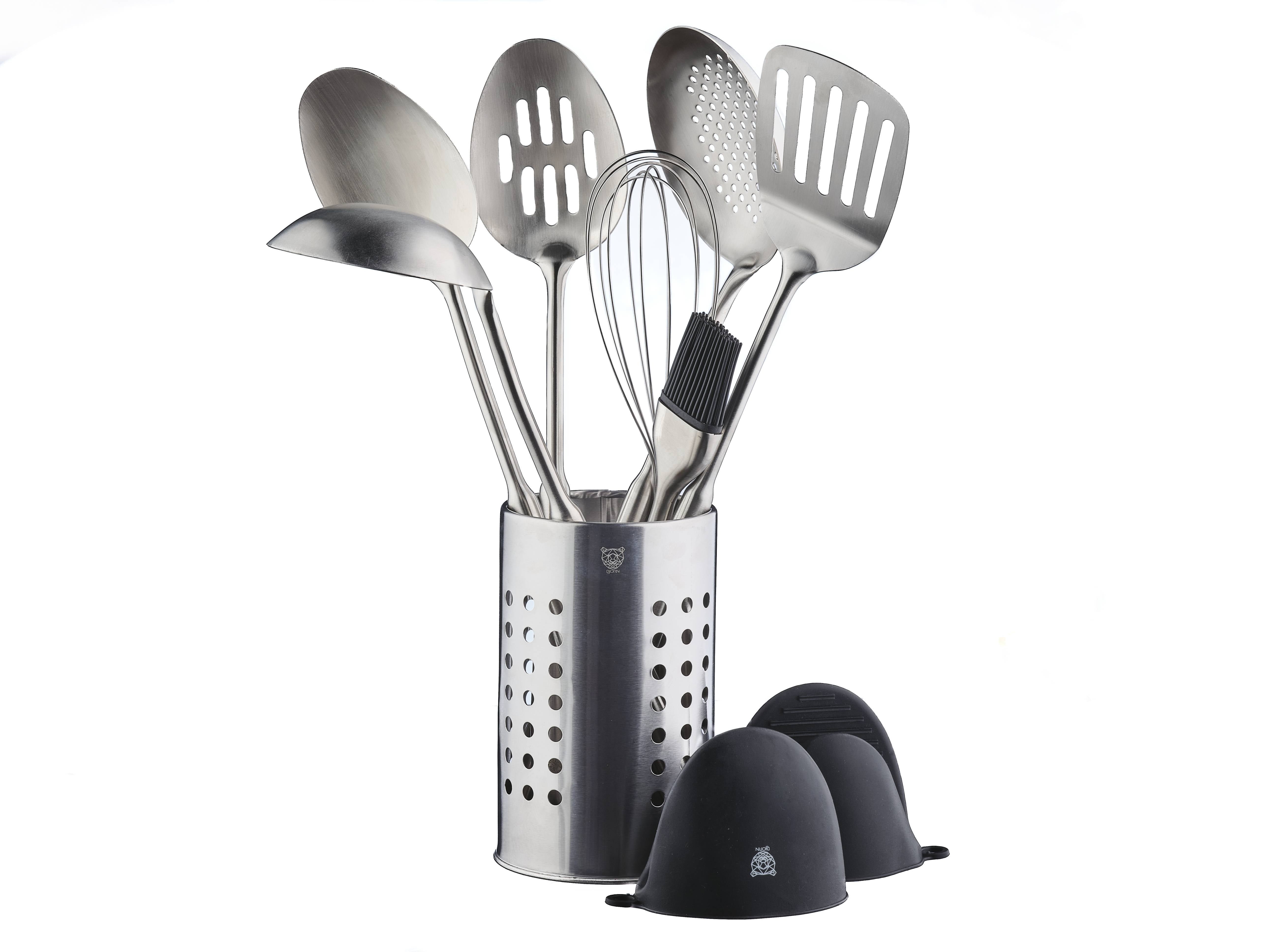 Stainless Steel Kitchen Utensil Set - 10 pieces BJORN Grey