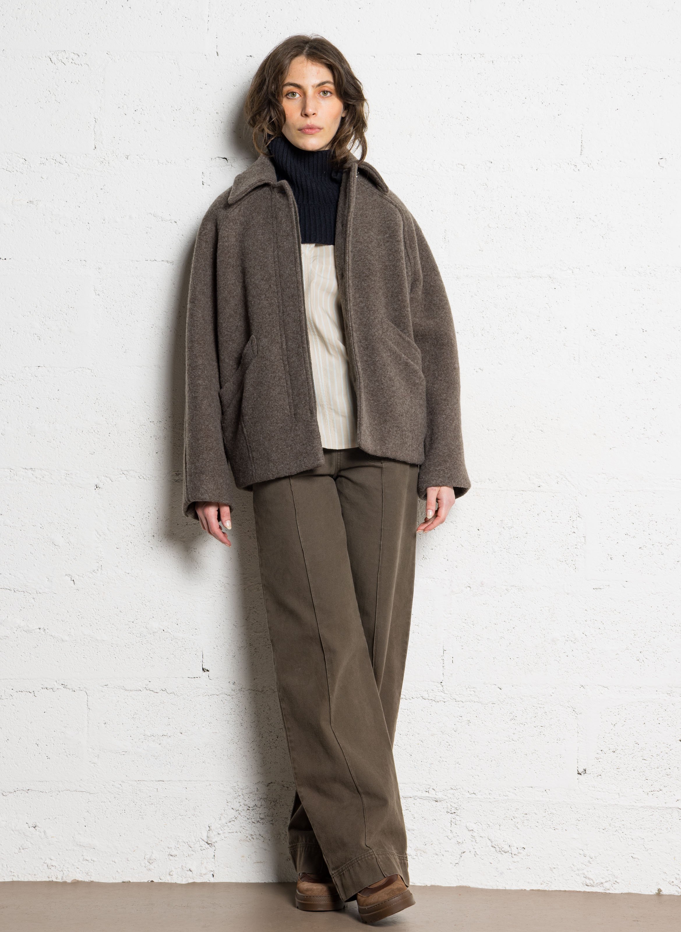 Manteau court en laine mélangée SOEUR Gris