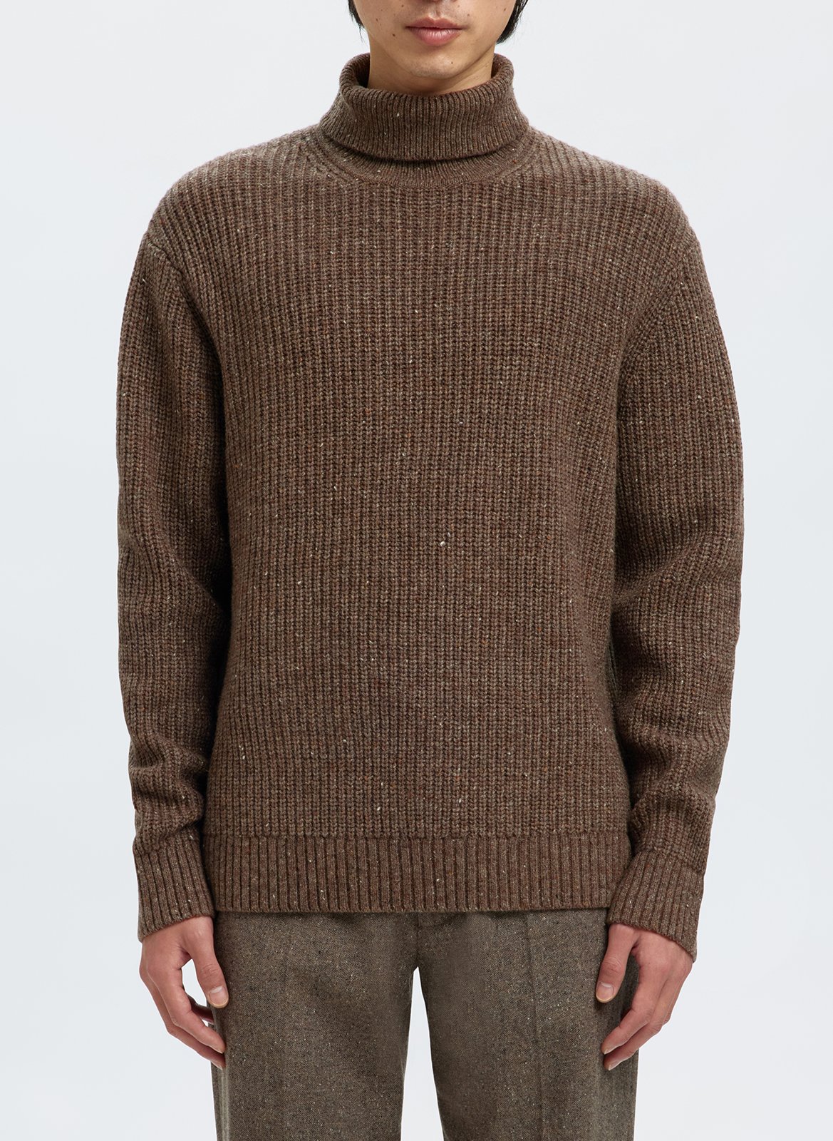 Pull col roulé en laine mélangée SELECTED Marron