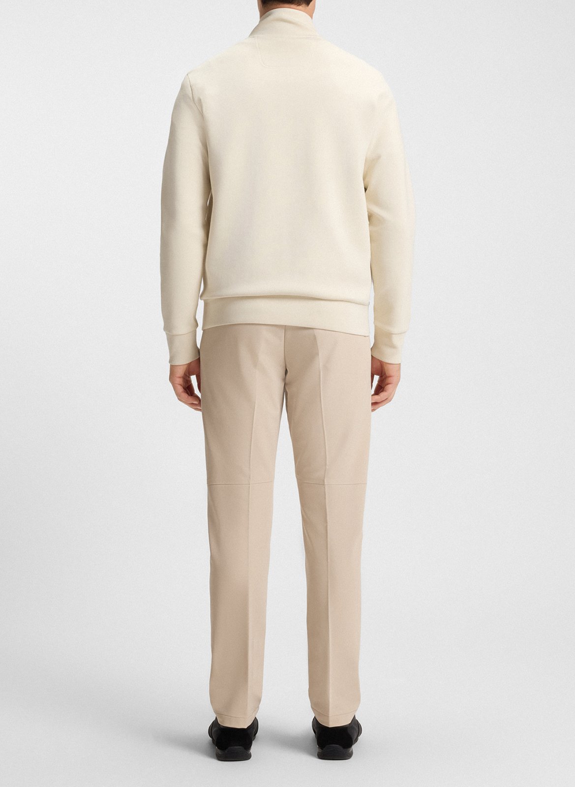 Screen-printed stretch cotton straight zipped sweater BOSS White