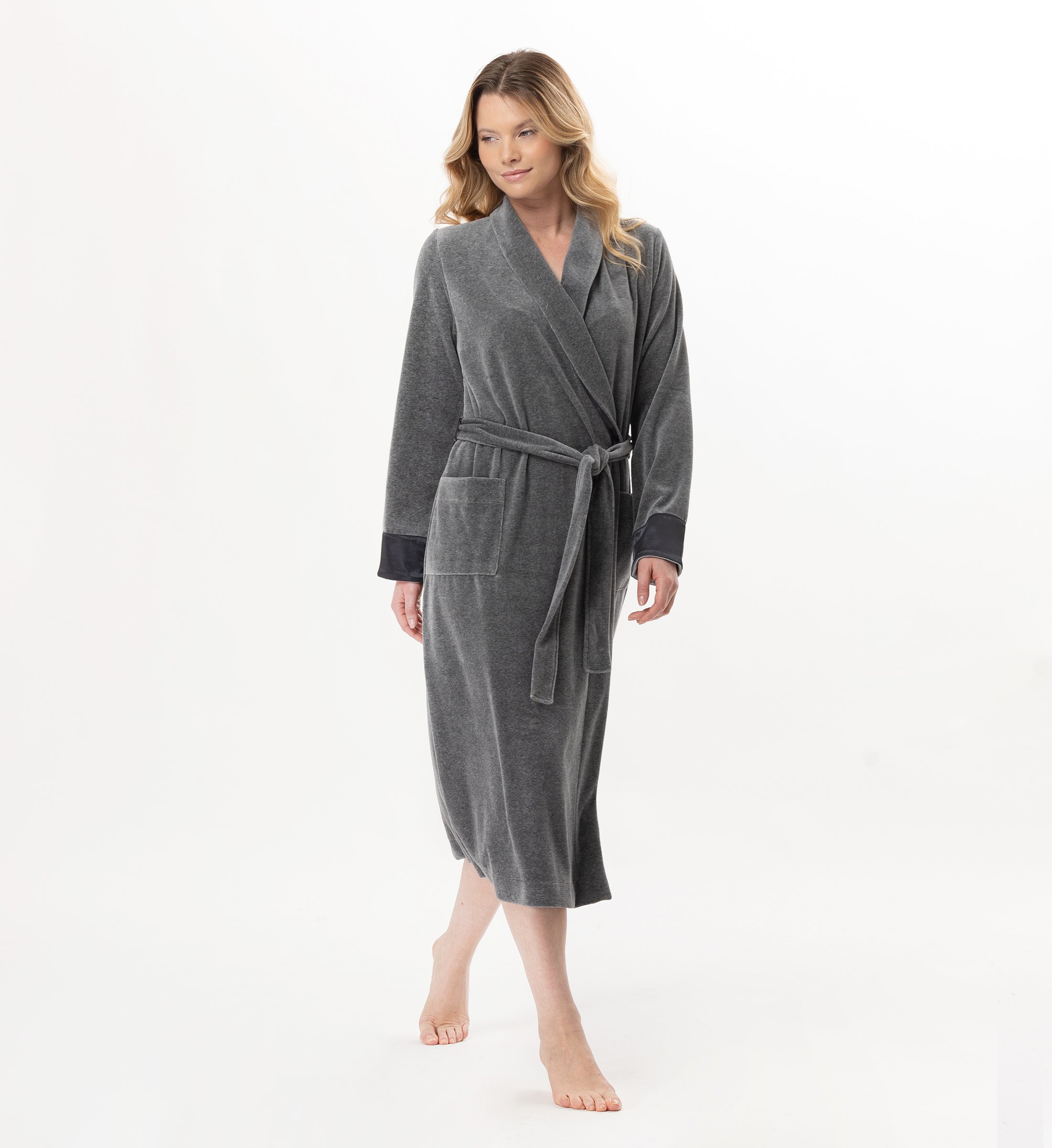 Crossed velvet dressing gown LE CHAT Grey
