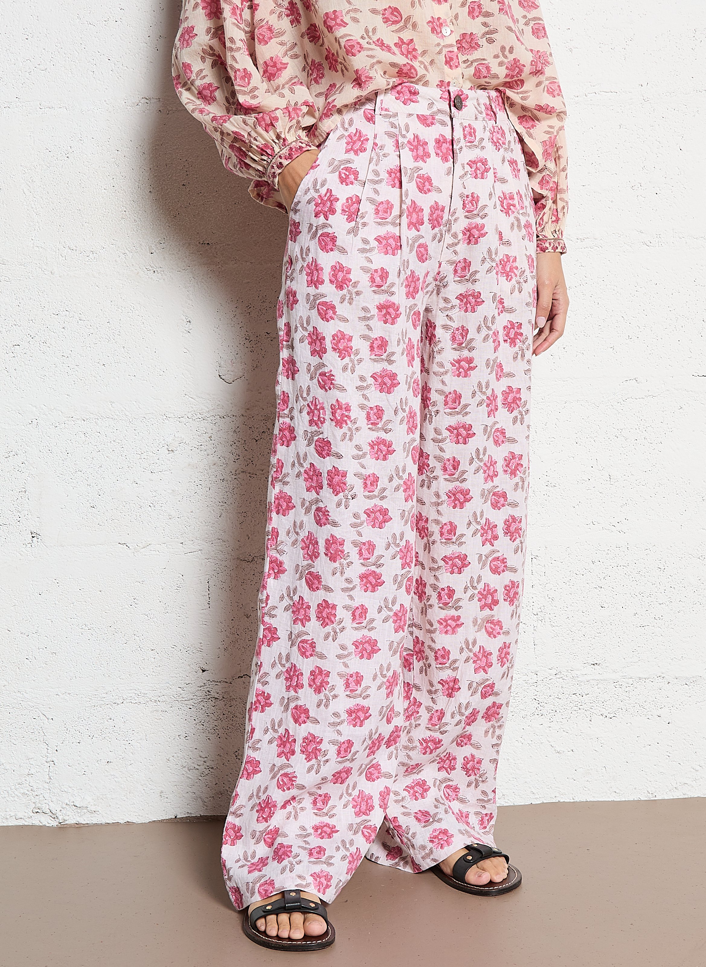 Gerade geschnittene Leinenhose MAISON HOTEL Rosa