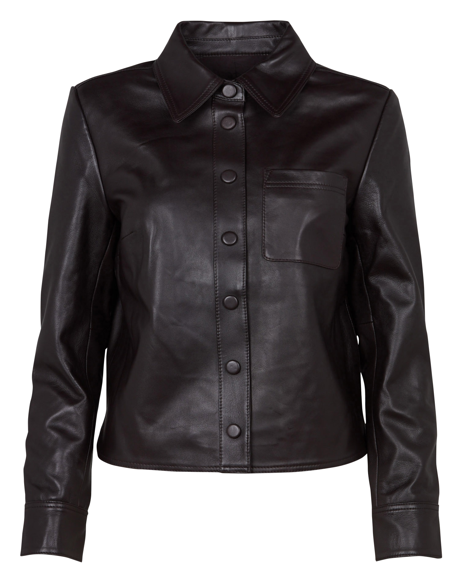 Veste droite col classique en cuir ZAPA Marron