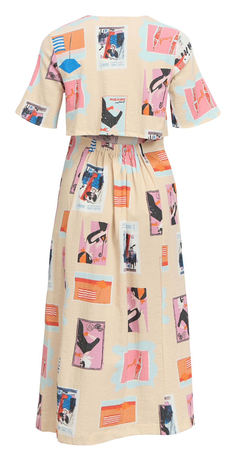 Ausgestelltes Midikleid mit Print OBJECT Beige