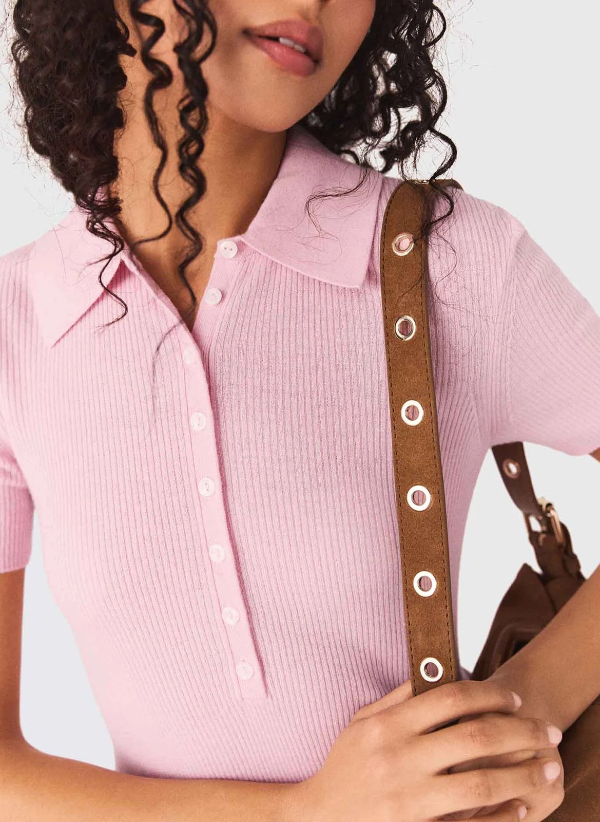 Polo van gemengde wol MAJE Roze