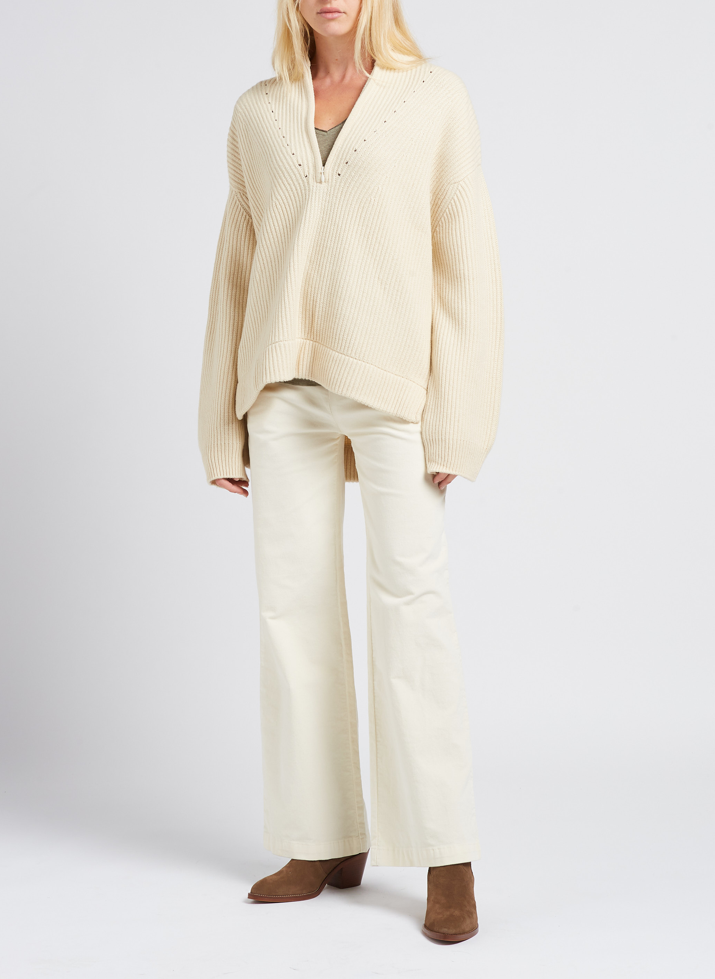 Trui met opstaande kraag en rits | wolblend SWILDENS Wit