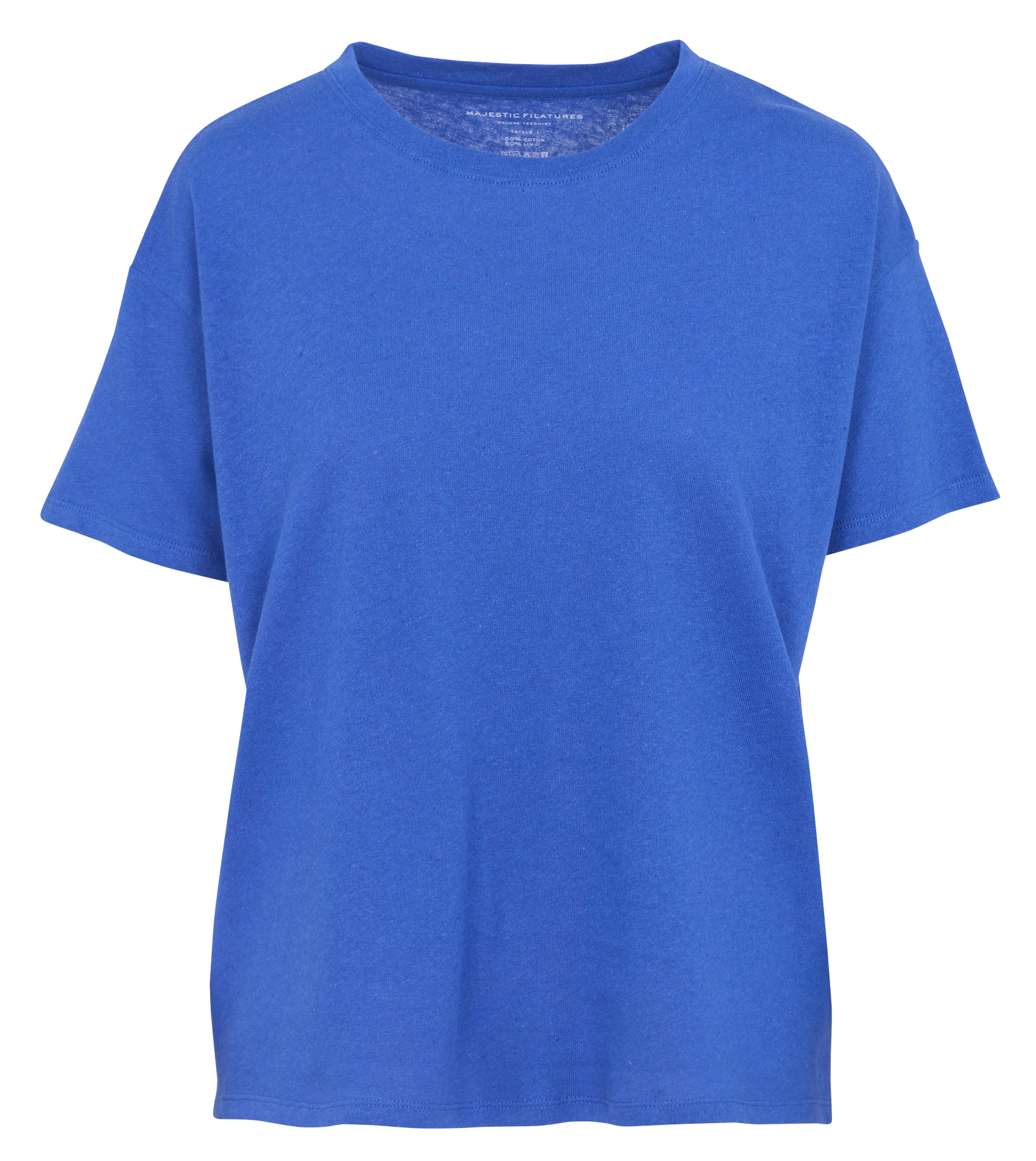 Short-sleeve plain linen and cotton t-shirt MAJESTIC FILATURES Blue