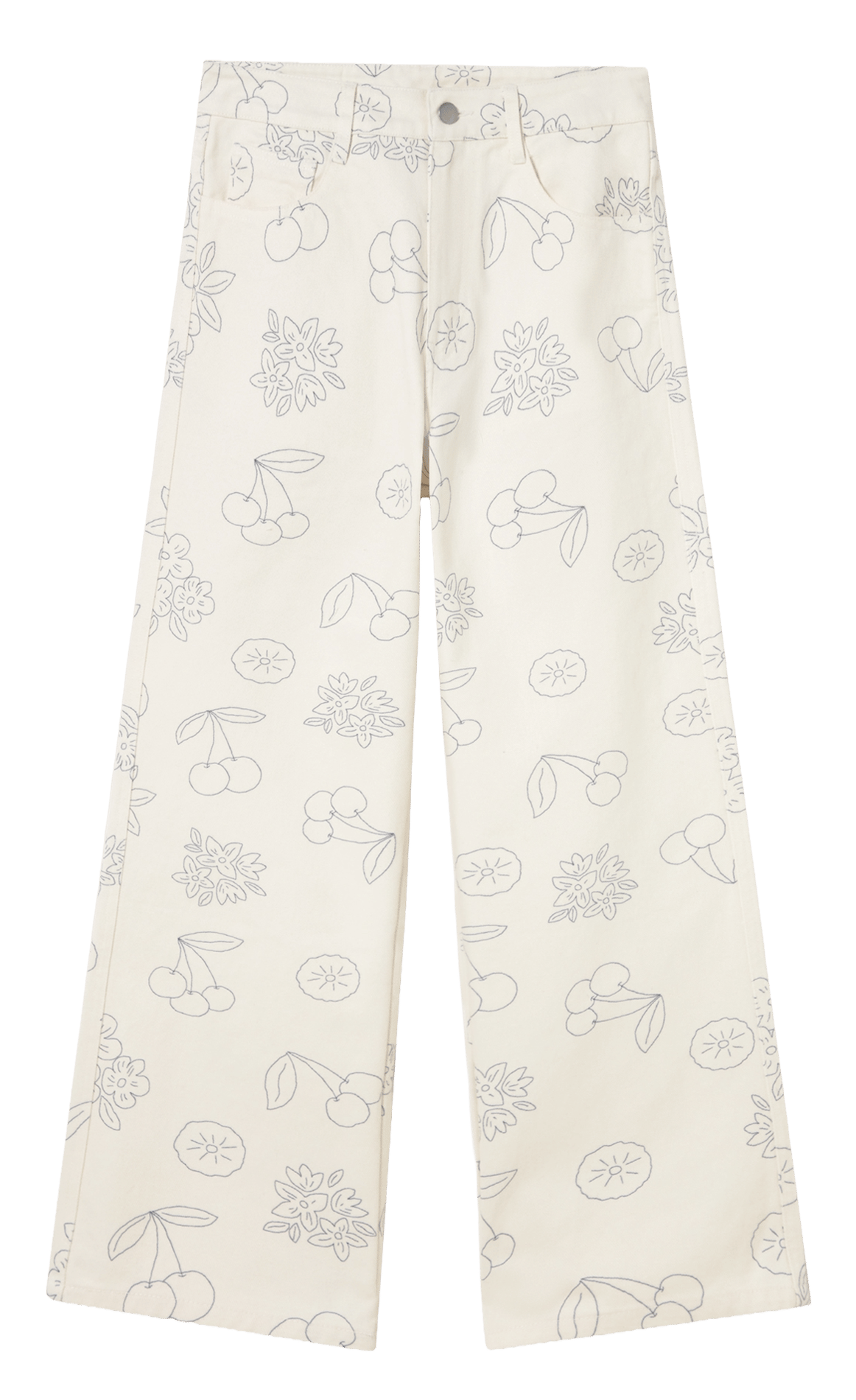 Straight-fit katoenen jeans met print THE TINY BIG SISTER Wit