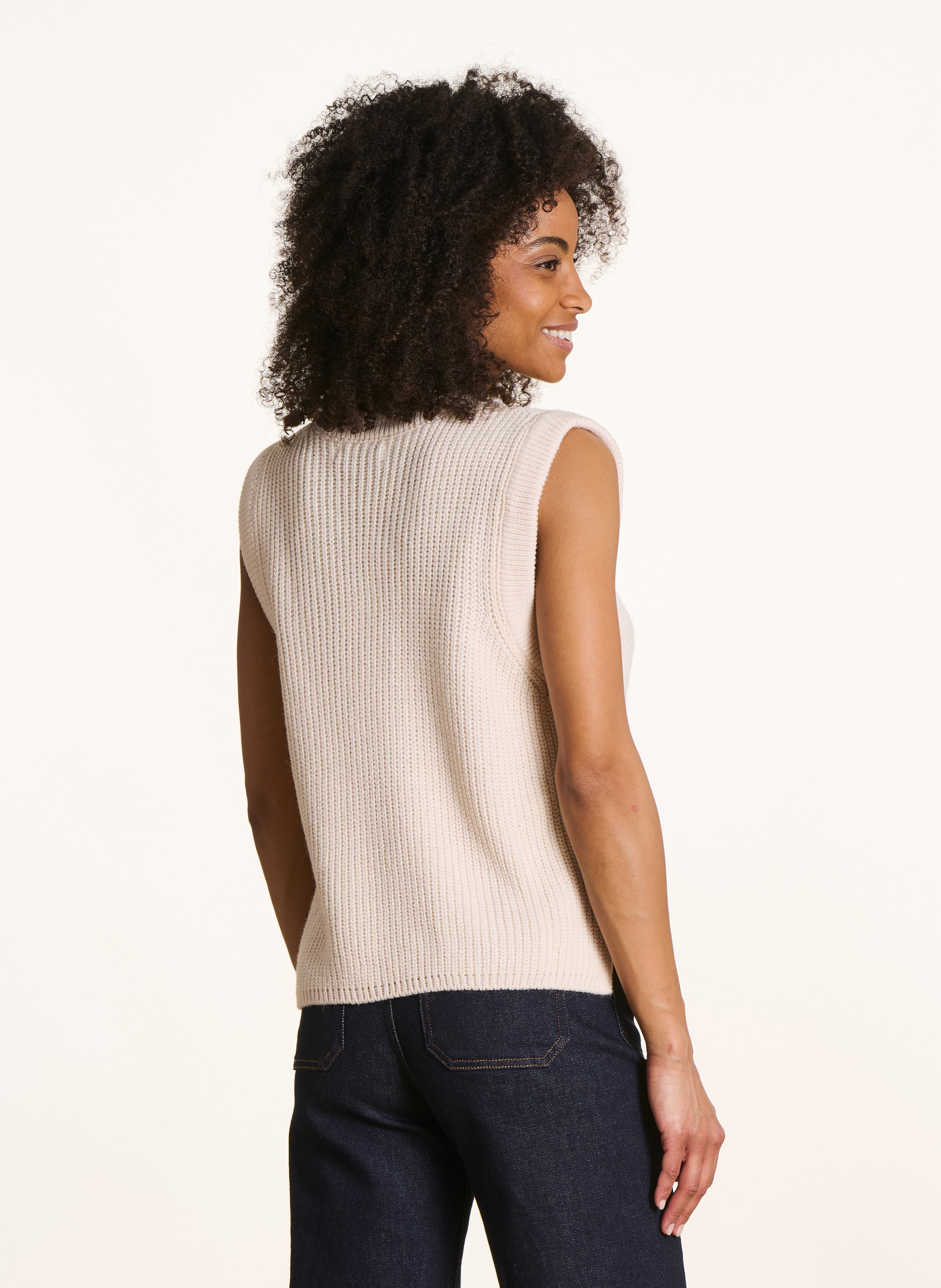 Pullover mit V-Ausschnitt LA FEE MARABOUTEE Weiss