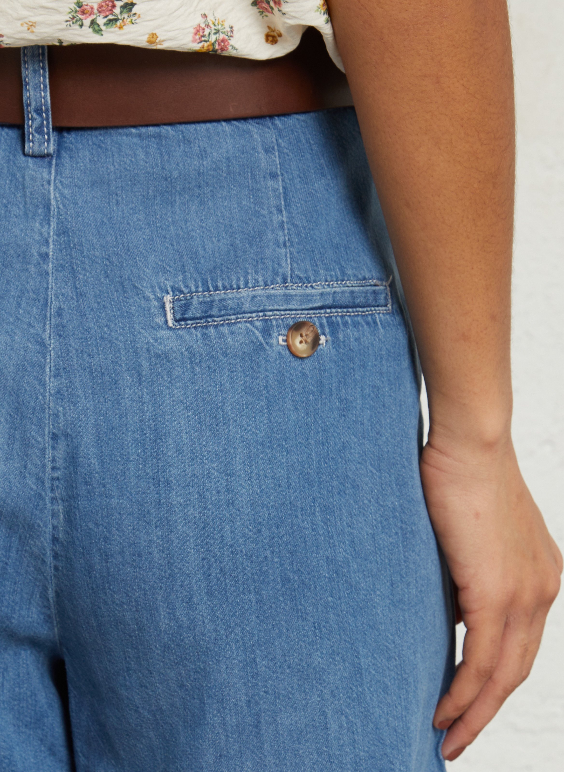 Kurze lange High-Waist-Jeans EMILE ET IDA Blau