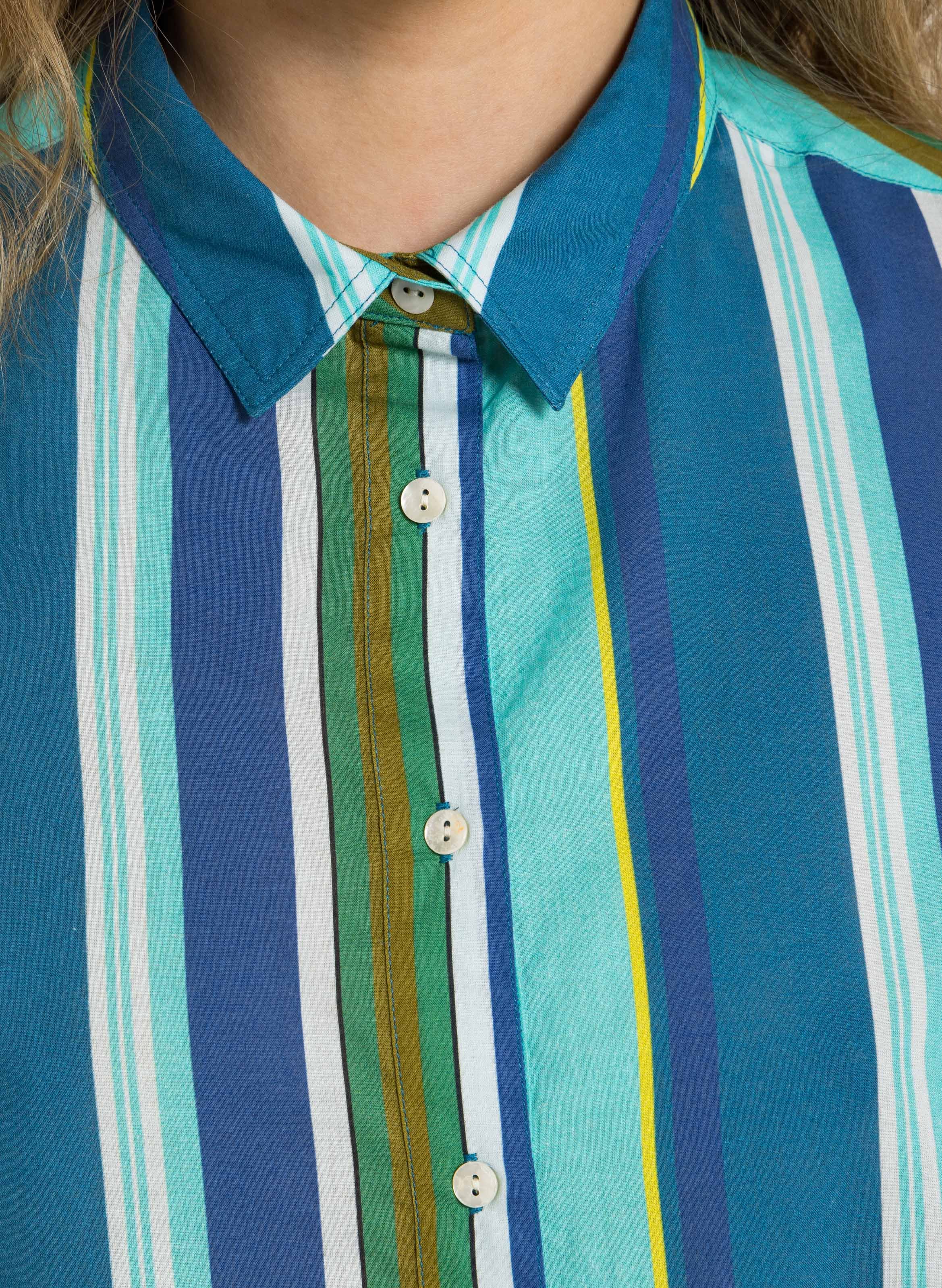 Weite Baumwollbluse mit Streifen BELLA JONES Blau