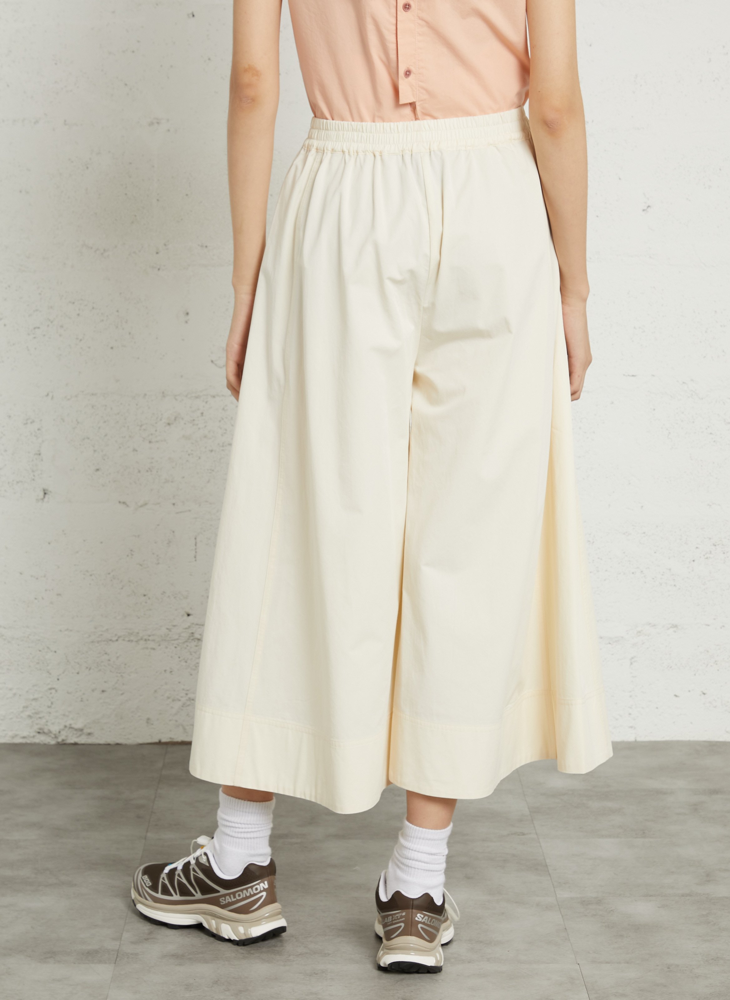 Pantacourt large taille haute en coton mélangé RUE DE TOKYO Beige