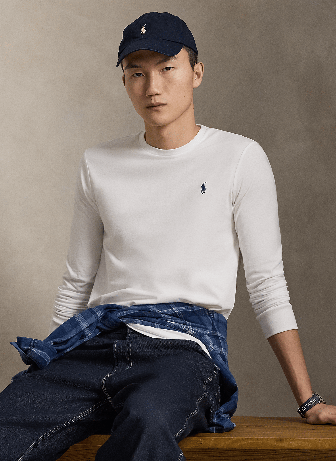 Langärmliges Rundhals-T-Shirt aus Baumwolle POLO RALPH LAUREN Weiss