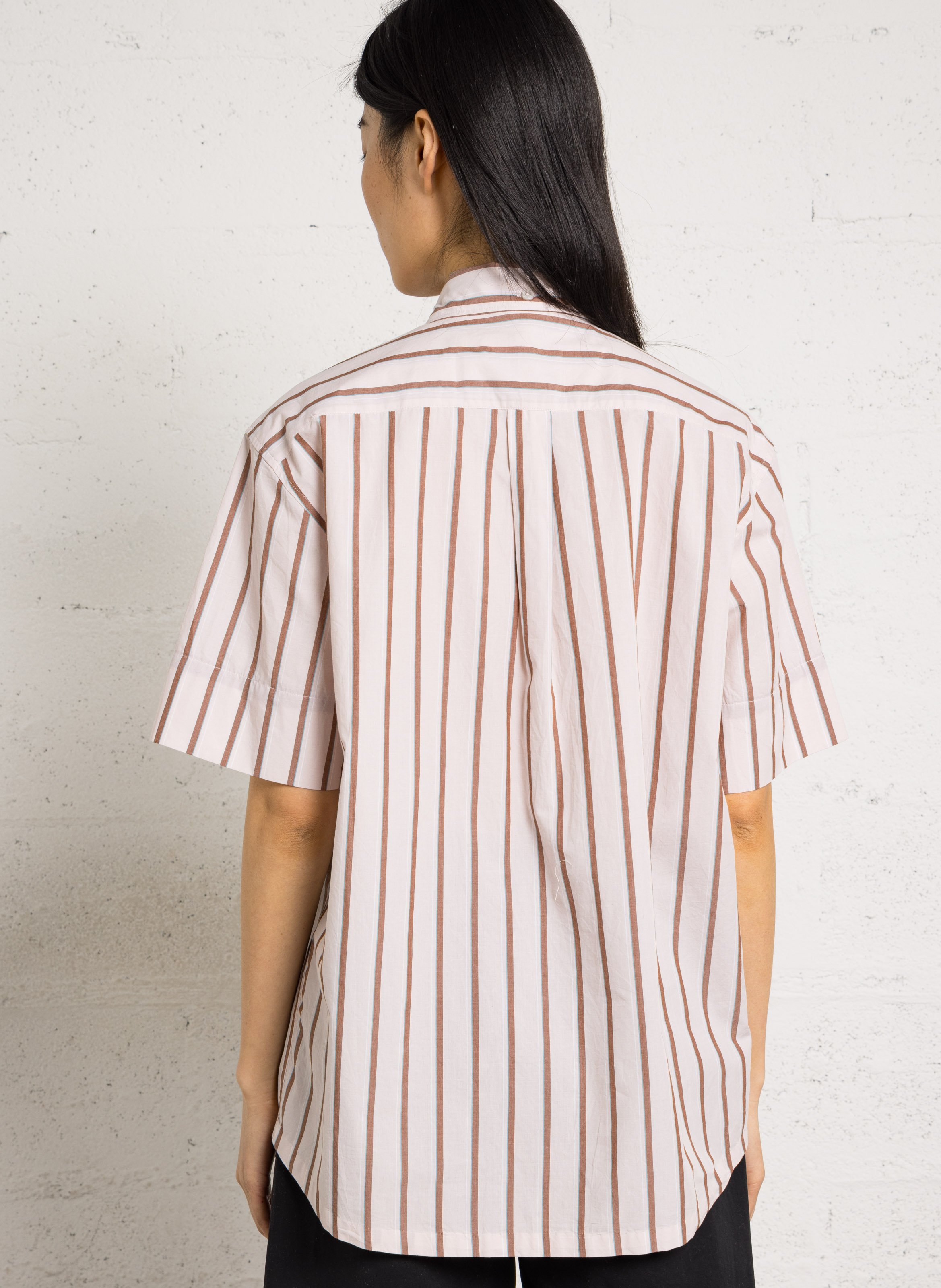 Striped straight organic cotton shirt LEON & HARPER Pink
