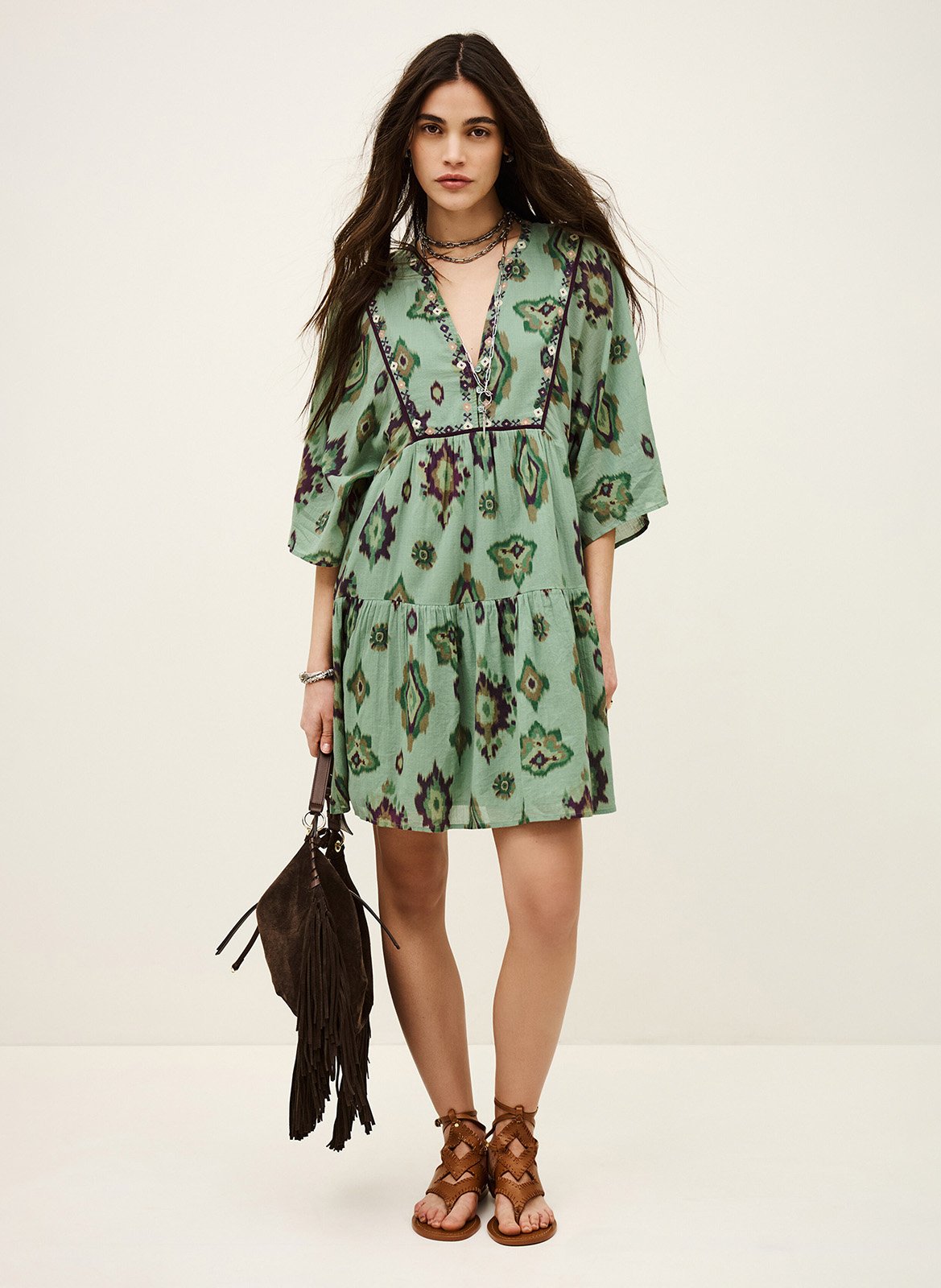 Korte jurk met kraag BA&SH Groen